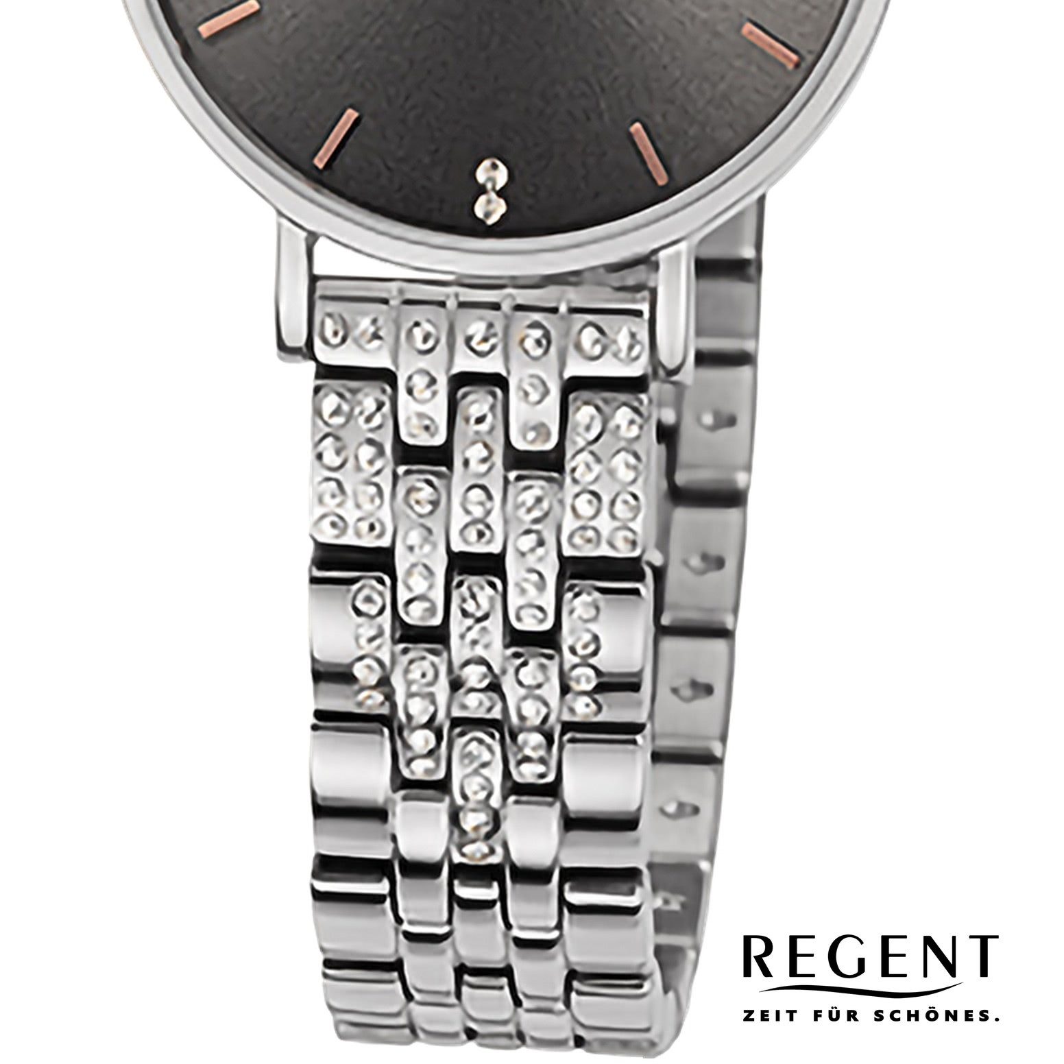 Regent Quarzuhr Regent Damenuhr Edelstahl-Armbanduhr, (Analoguhr), Damenuhr rund, klein (ca. 28mm) Metallarmband, Casual-Style