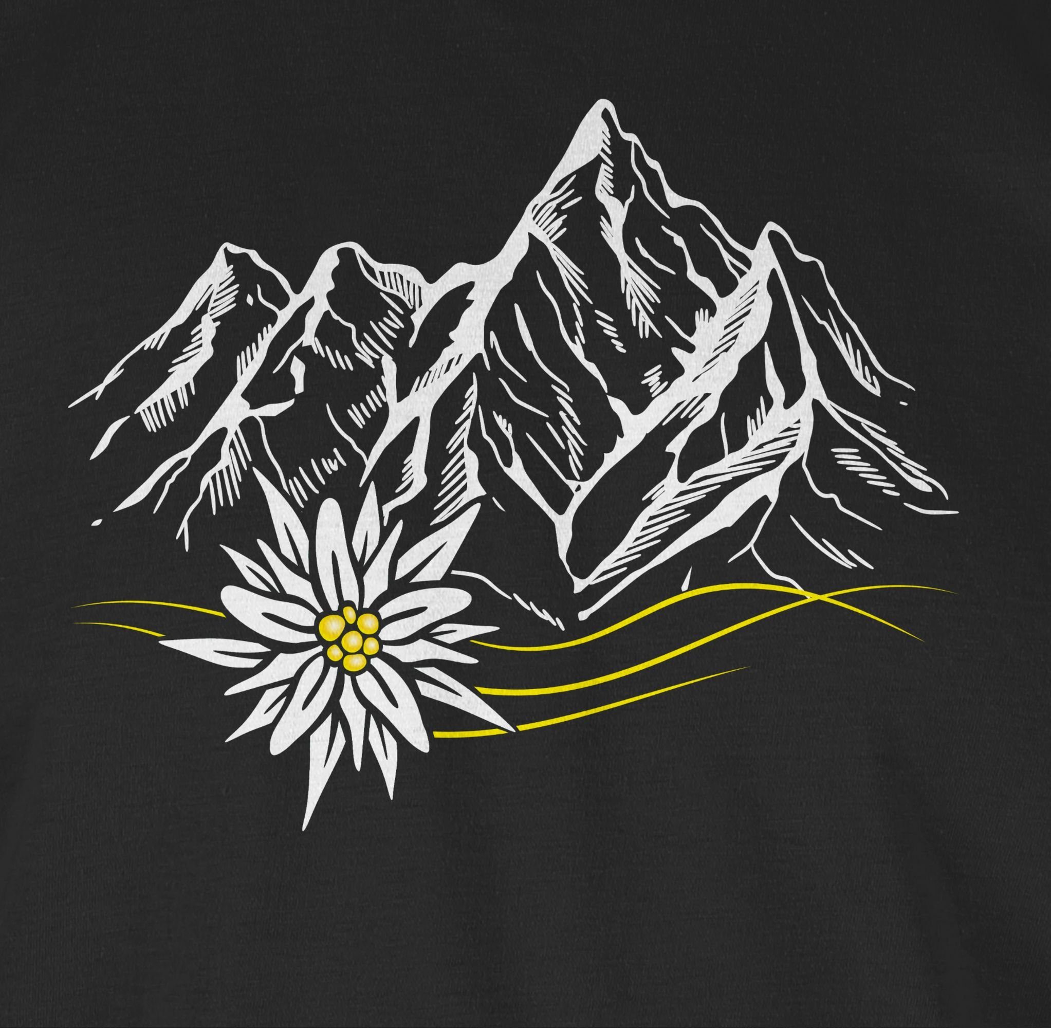Shirtracer T-Shirt Edelweiß Berge Wandern Herren 02 ruft Alpen für Schwarz Wanderlust Mode Berg Oktoberfest