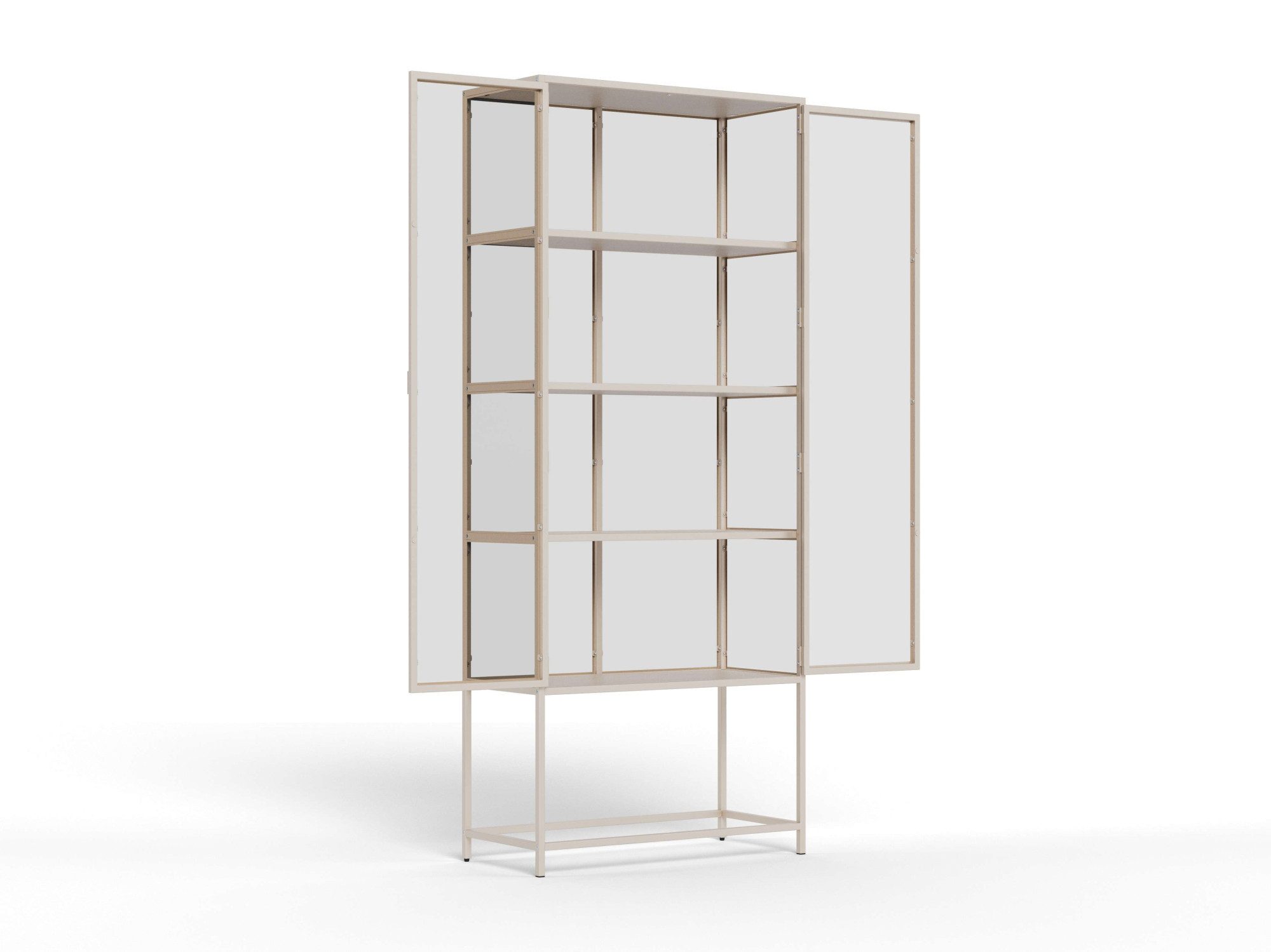 ACTONA GROUP Glasvitrine Seaford, Vitrine Vitrine, grauer Stahl, Oberboden und 4 Einlegeböden, 77x 35 x 185,6 cm