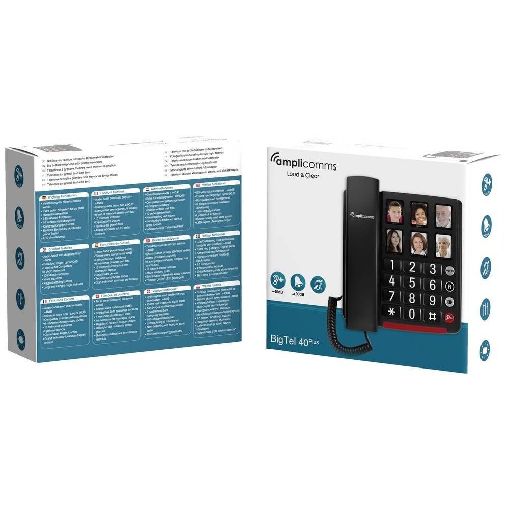 Amplicomms Plus ATL1424089 Seniorentelefon (Foto-Tasten, für Hörgeräte kompatibel, Wahlwiederholung)
