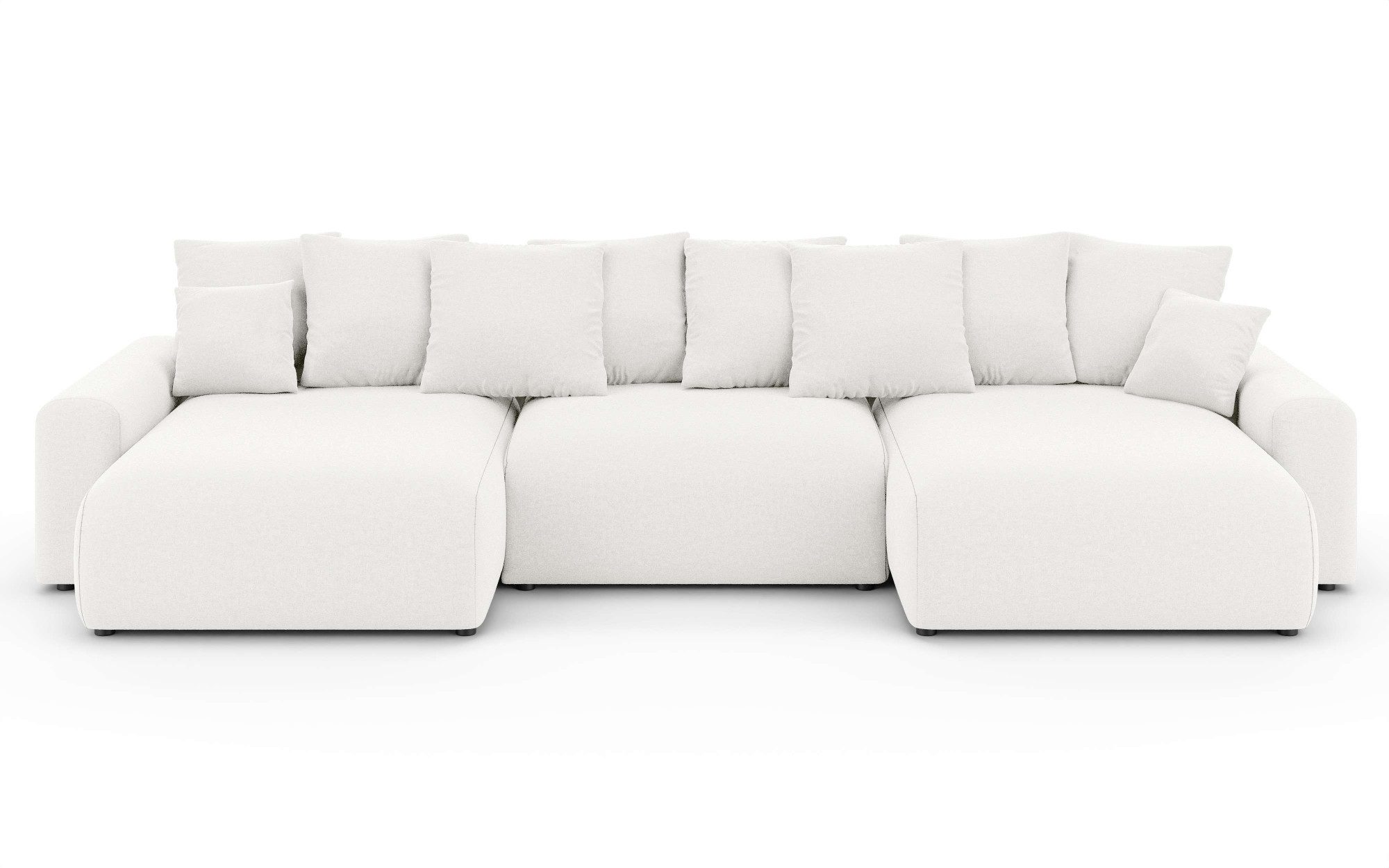 Home affaire Wohnlandschaft LAKESIDE mit Bettfunktion und Bettkasten, Maße B/T/H: 332,5/142/84 cm, U‑Form mit vielen Kissen und Wellenunterfederung