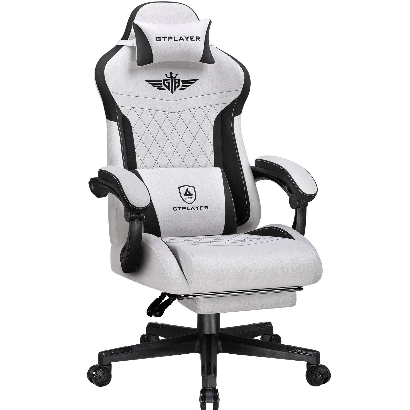GTPLAYER Gaming-Stuhl Ergonomischer Gaming Sessel Schreibtischstuhl mit Stoffoberfläche (Pacekung), Federsitzkissen