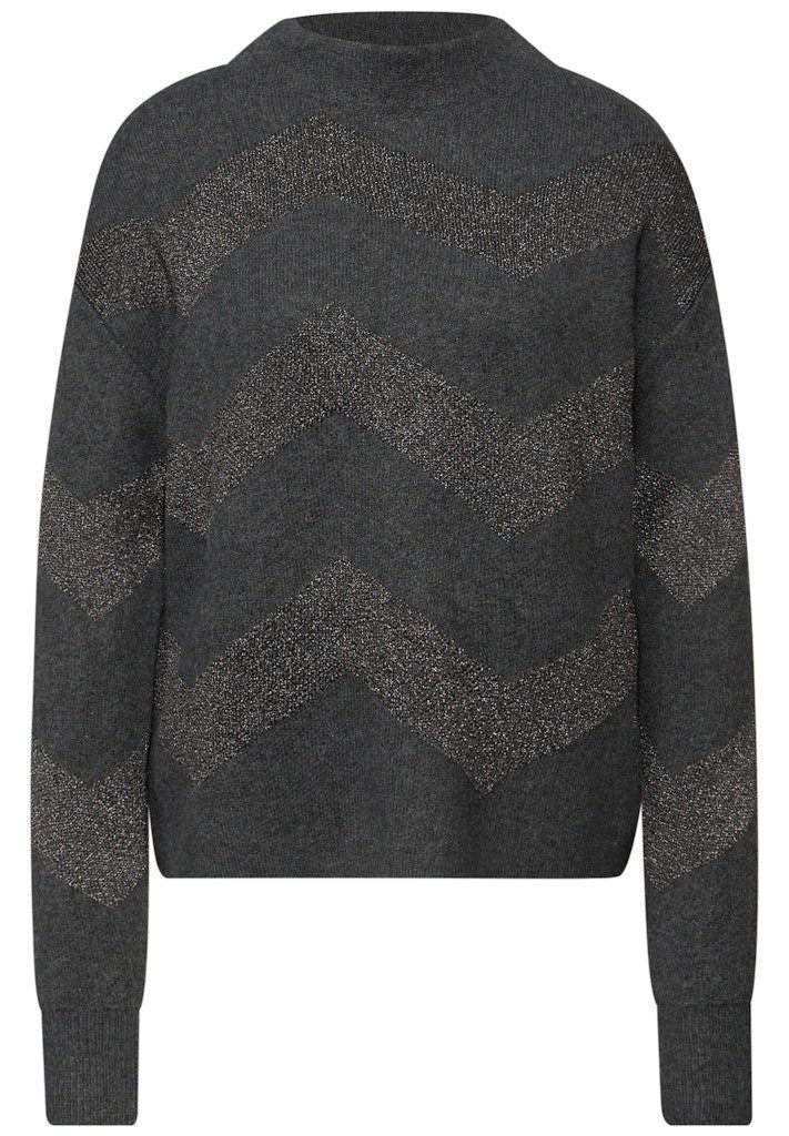 STREET ONE Wollpullover STREET ONE / Da.Strick / lurex jacquard sweater günstig online kaufen