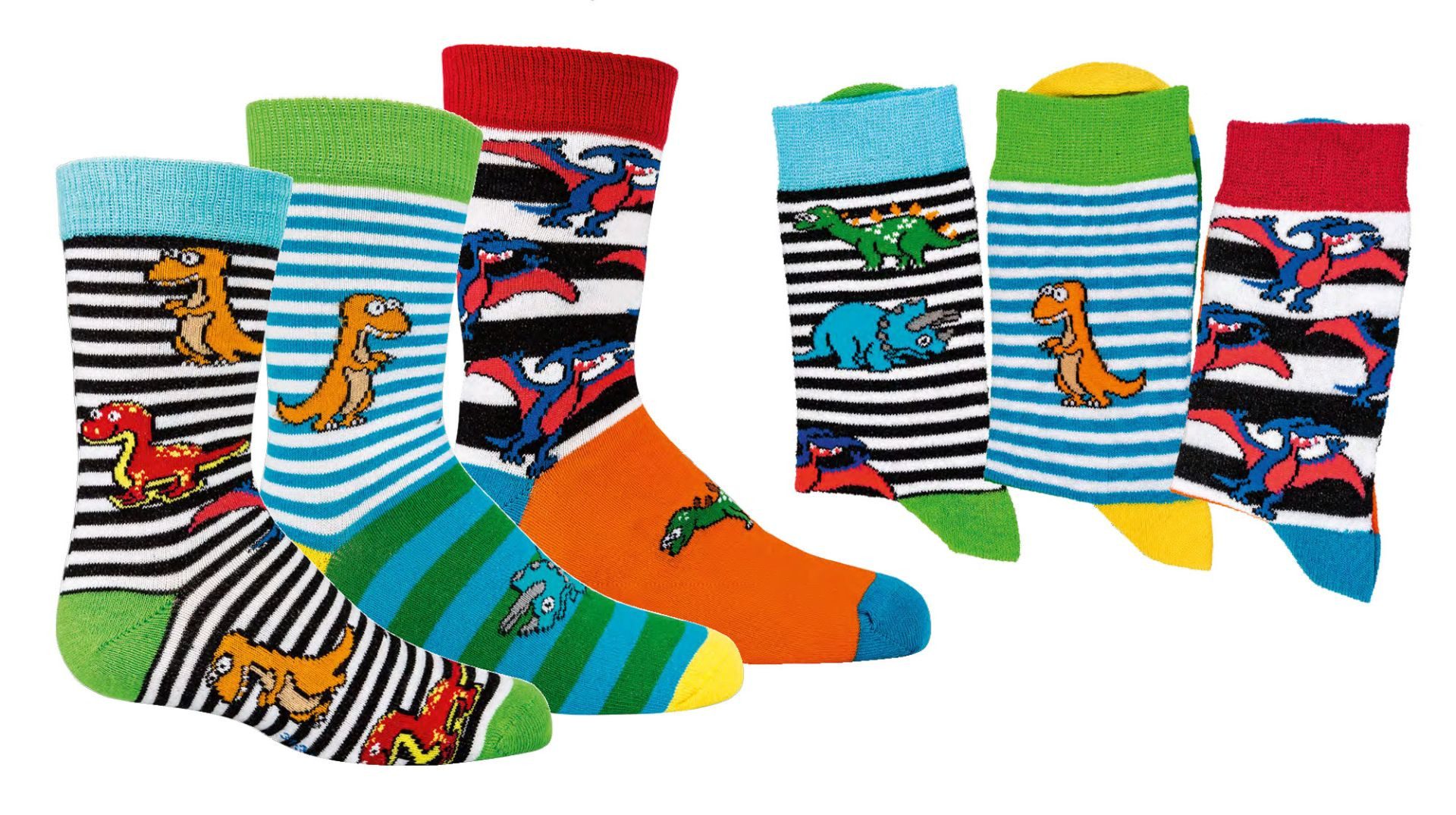 Freizeitsocken 3 Paar Kindersocken Lustige Dinos, sanfte Baumwolle, weiche Naht