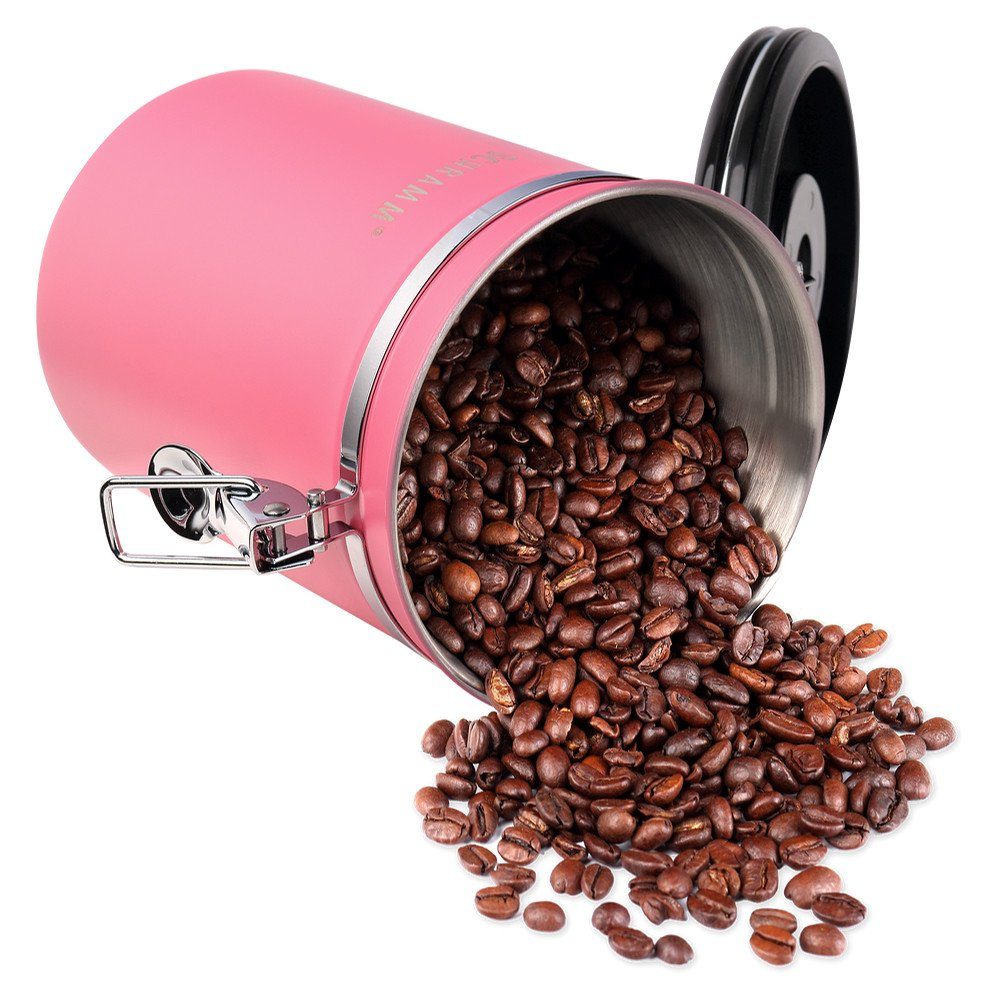 Schramm Kaffeedose Schramm® Farben Kaffeebehälter 19cm Höhe: pink in 1800 ml aus Edelstahl Kaffeedosen Dosierlöffel 10 Kaffeedose mit