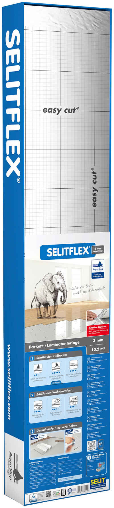 Selit Trittschalldämmplatte »SELITFLEX«, 3 mm, 10,2 m², Dämmunterlage für Parkett-/Laminatböden, faltbar, mit Tape