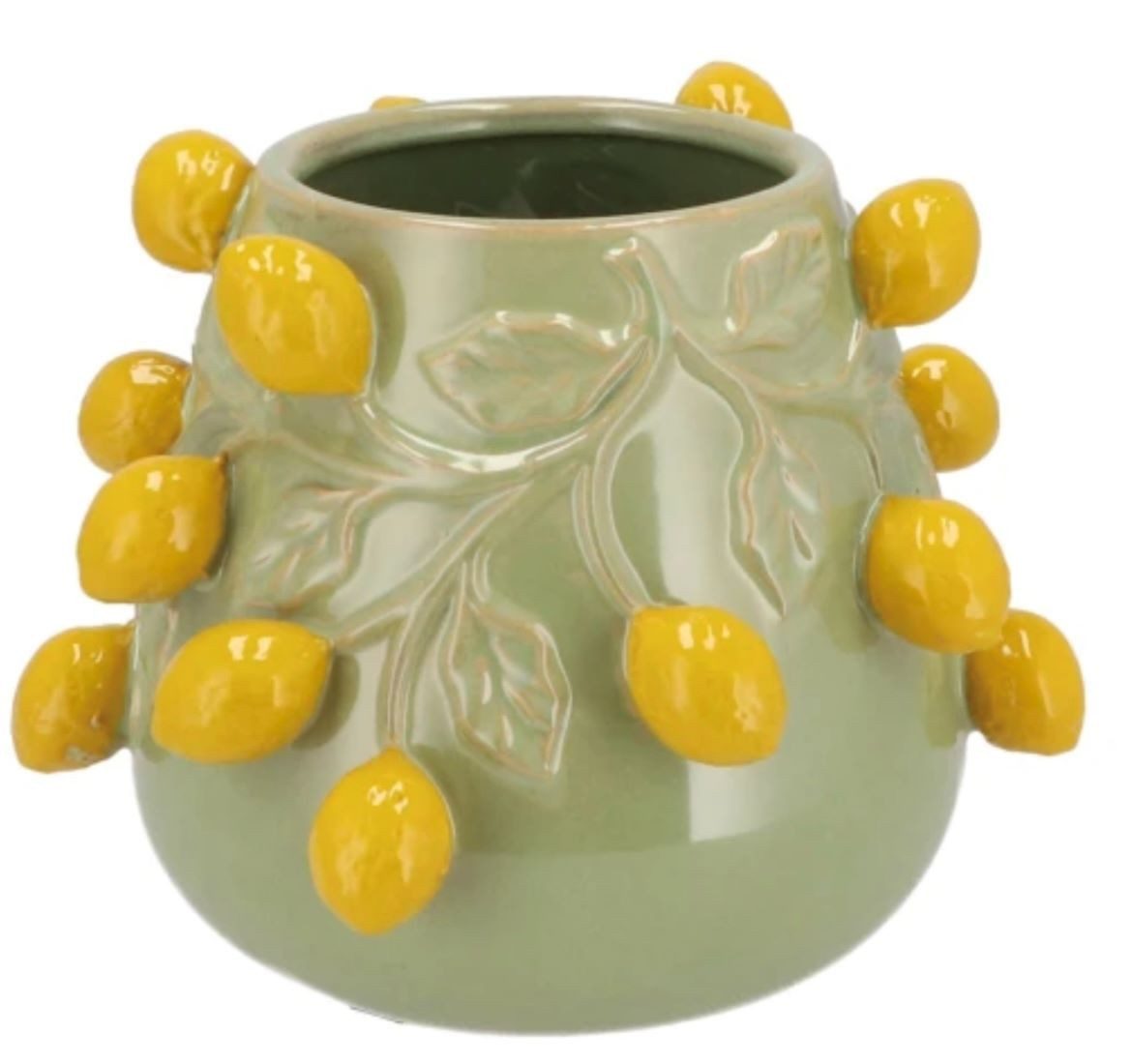 Daan Kromhout Tischvase Vase Halbhoch Zitronen Gelb Blau Handgefertigt 24 cm