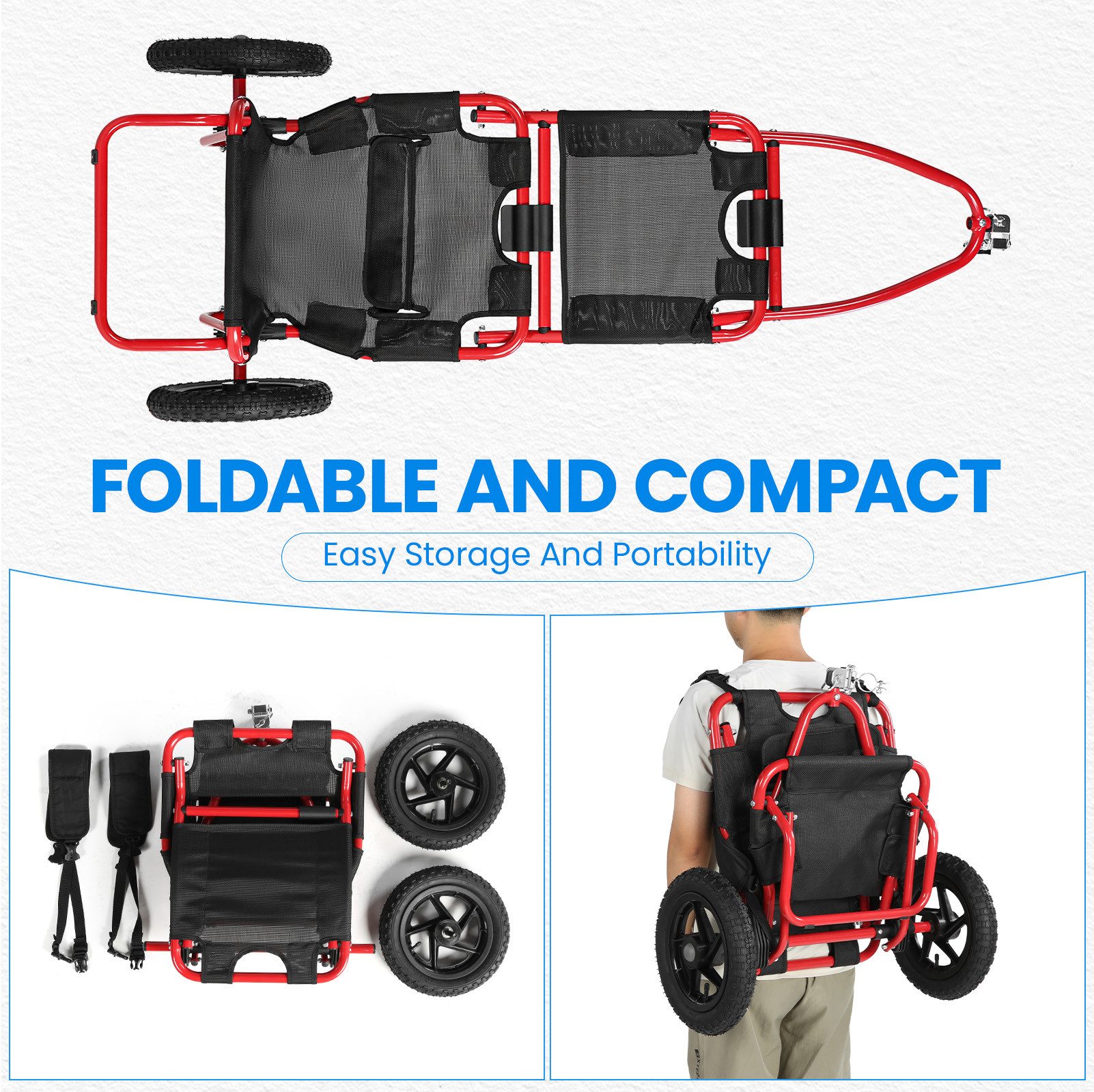 SEPNINE Fahrradlastenanhänger 2 in 1,klappbar mit 30 cm Luftreifen, 20 kg Ladegewicht