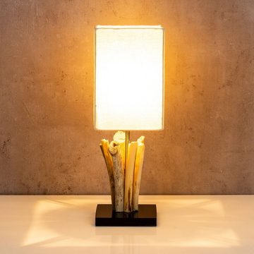 Levandeo® Nachttischlampe, Tischlampe Höhe 41cm Treibholz Tischleuchte Holz Lampe Teakholz Deko