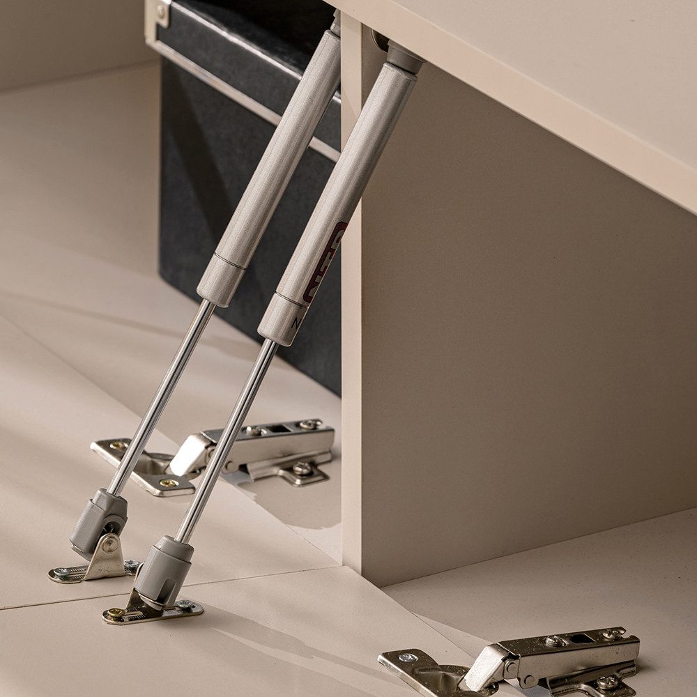 Lomadox Wohnwand GALATINA-164, (2-St., Wandpaneel, Hängeschränke, Lowboard), Anbauwand mit LED-Beleuchtung, weiß mit Eiche