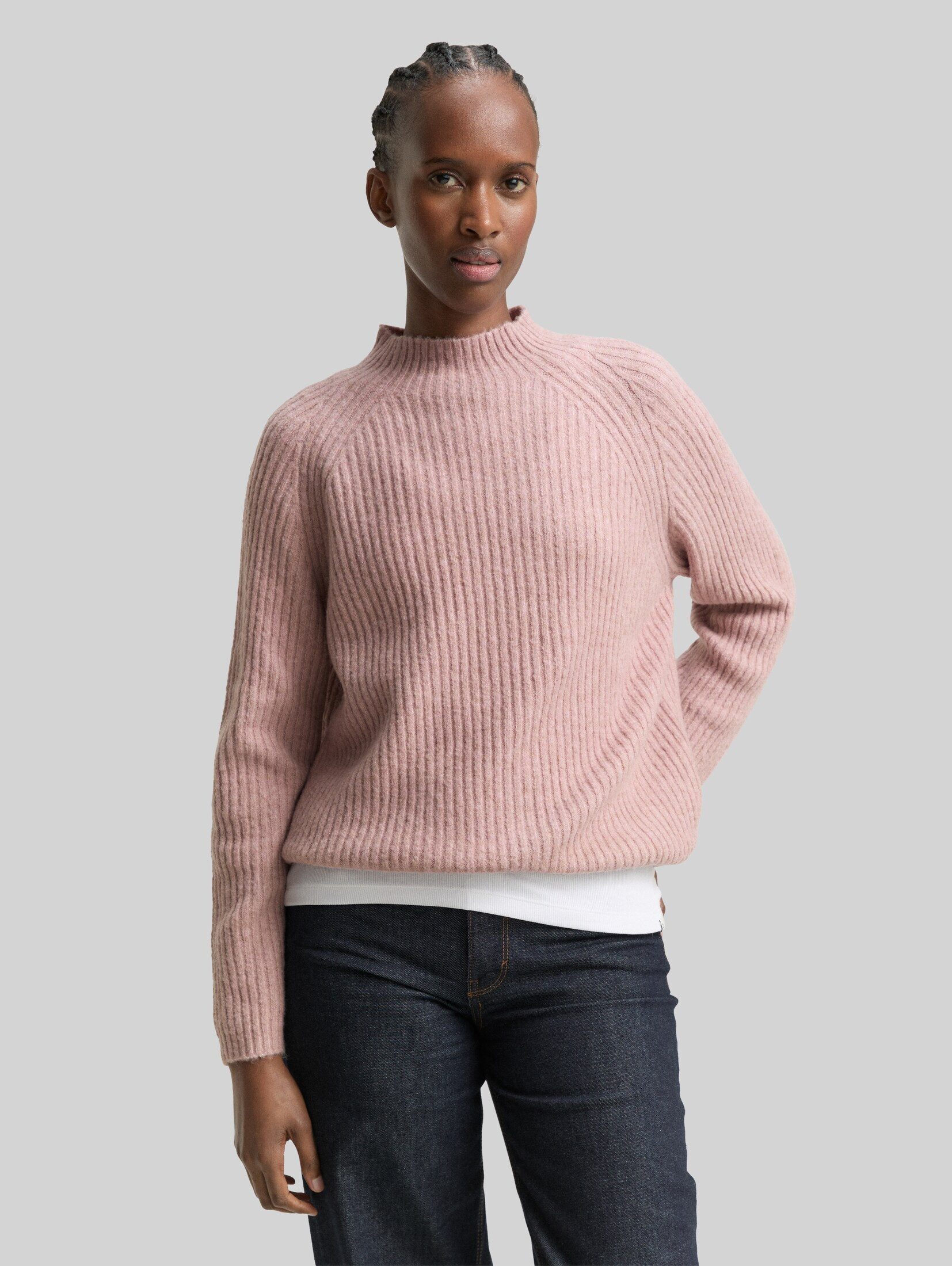 TOM TAILOR Denim Strickpullover Pullover & Strickjacken Relaxed Fit Strickpullover mit Stehkragen
