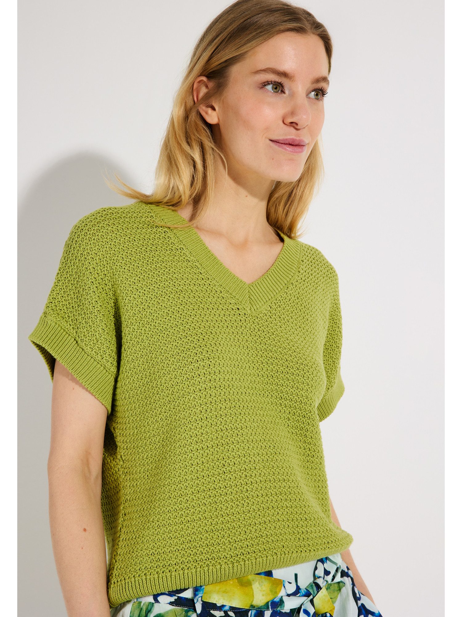 MORE&MORE Rundhalspullover legerer Kurzarmpullover