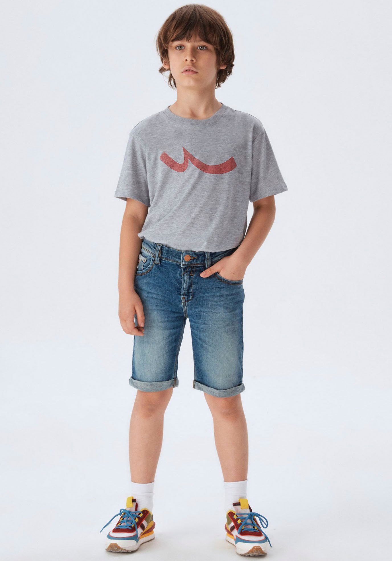 Boys mel LTB Print, mit für grey FEHAKA Rundhalsshirt