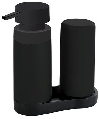 WENKO Zubehöraufbewahrungsständer Easy Squeez-e, (Spülstation) Schwarz, Spülbecken-Organizer, Silikon, 250 ml