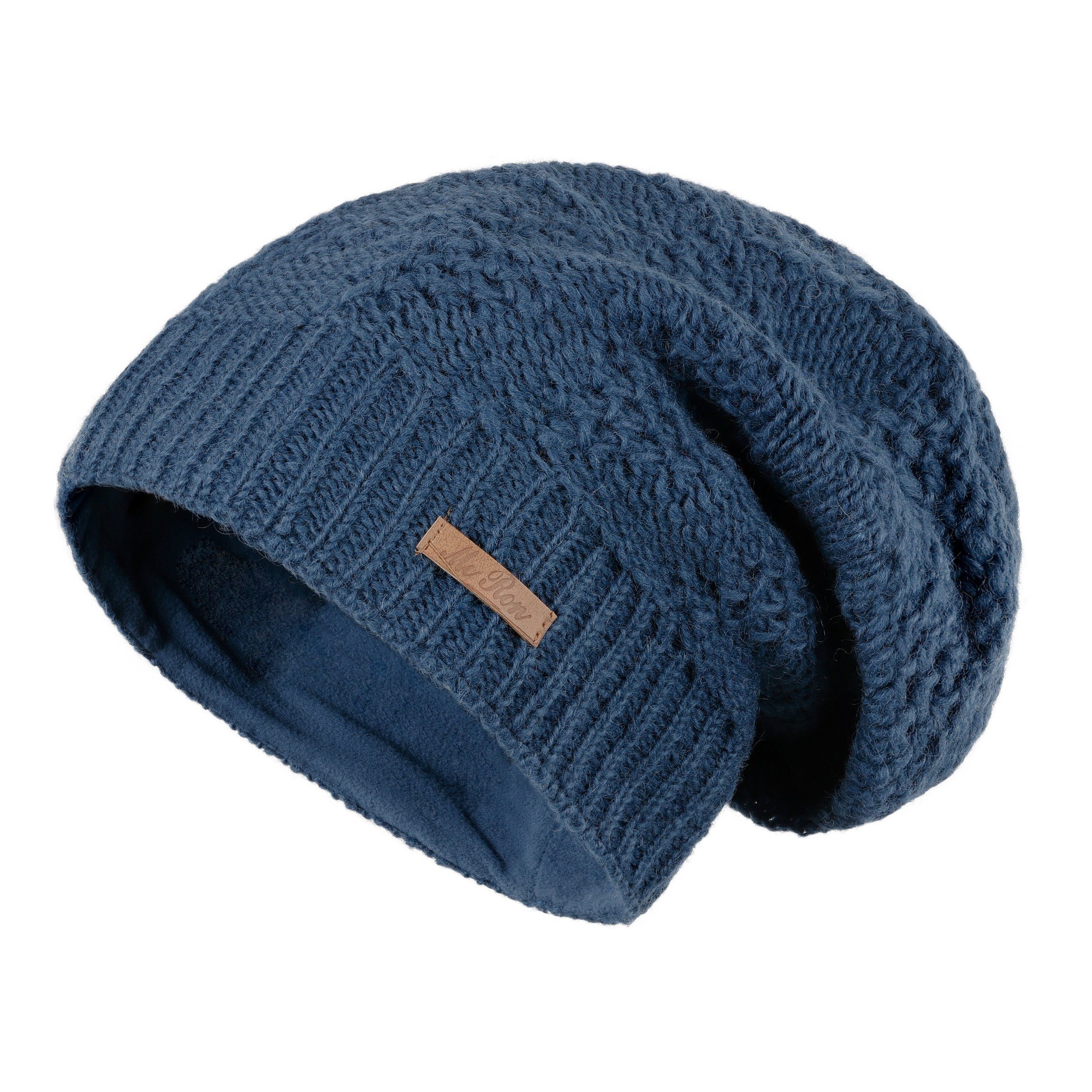McRon Beanie Wollmütze Modell Lina gefüttert mit Fleece, hoher Schurwollanteil