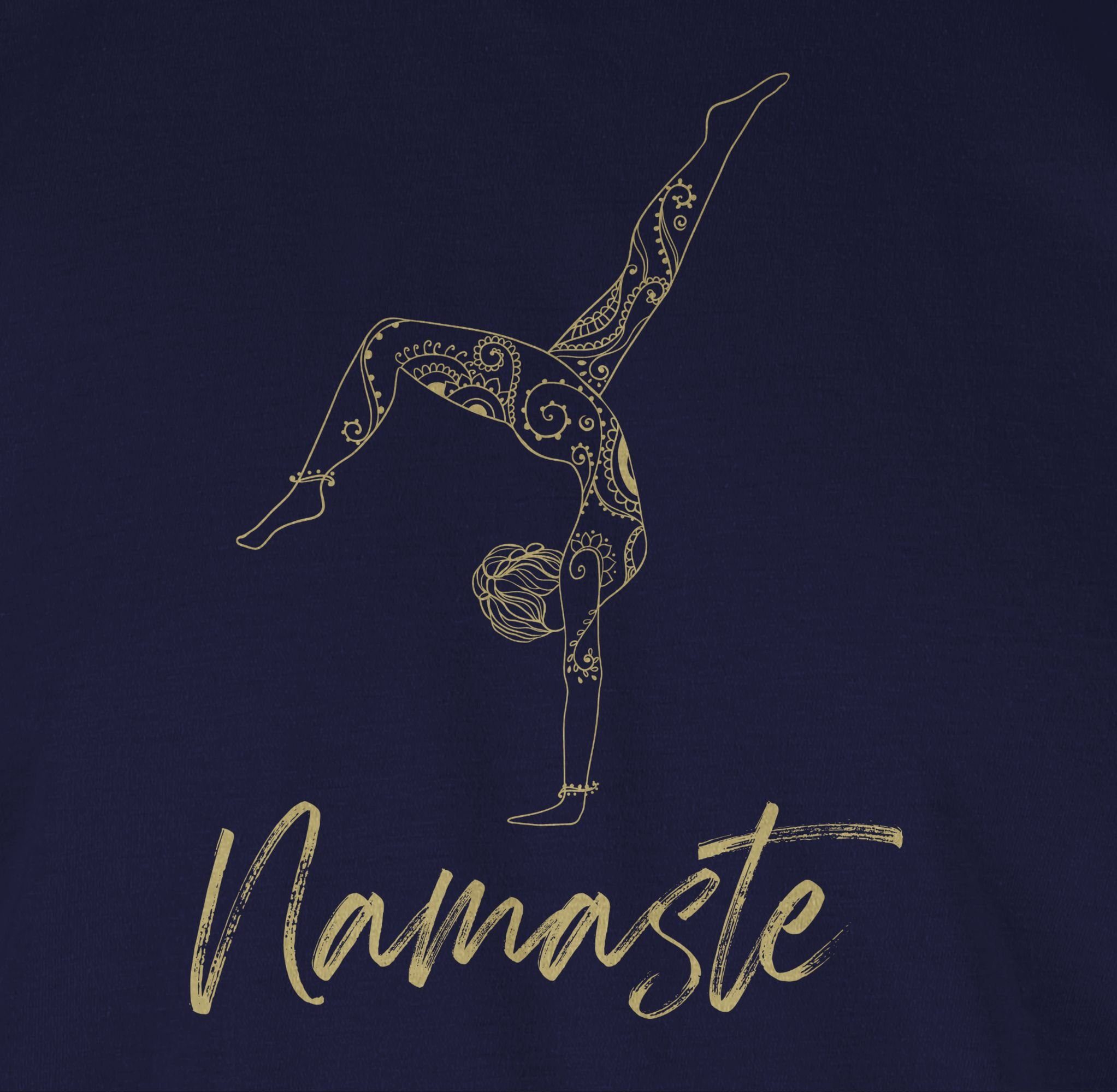 Shirtracer Rundhalsshirt Namaste Navy 3 Meditation Handstand Mandala Blau Yoga Yoga