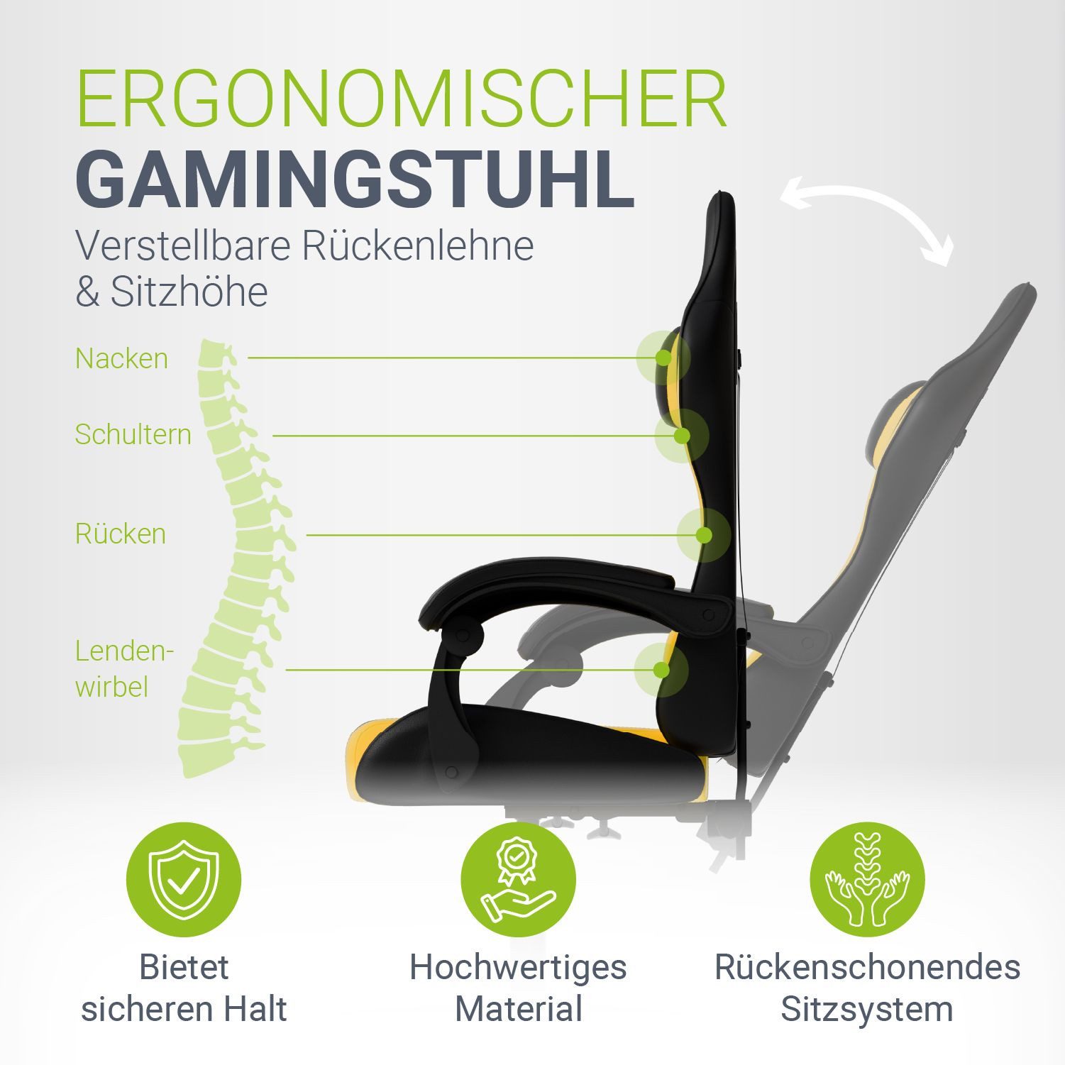 Juskys Gaming-Stuhl HyperSeat, Verstellbare Rückenlehne, robuste Konstrukti günstig online kaufen