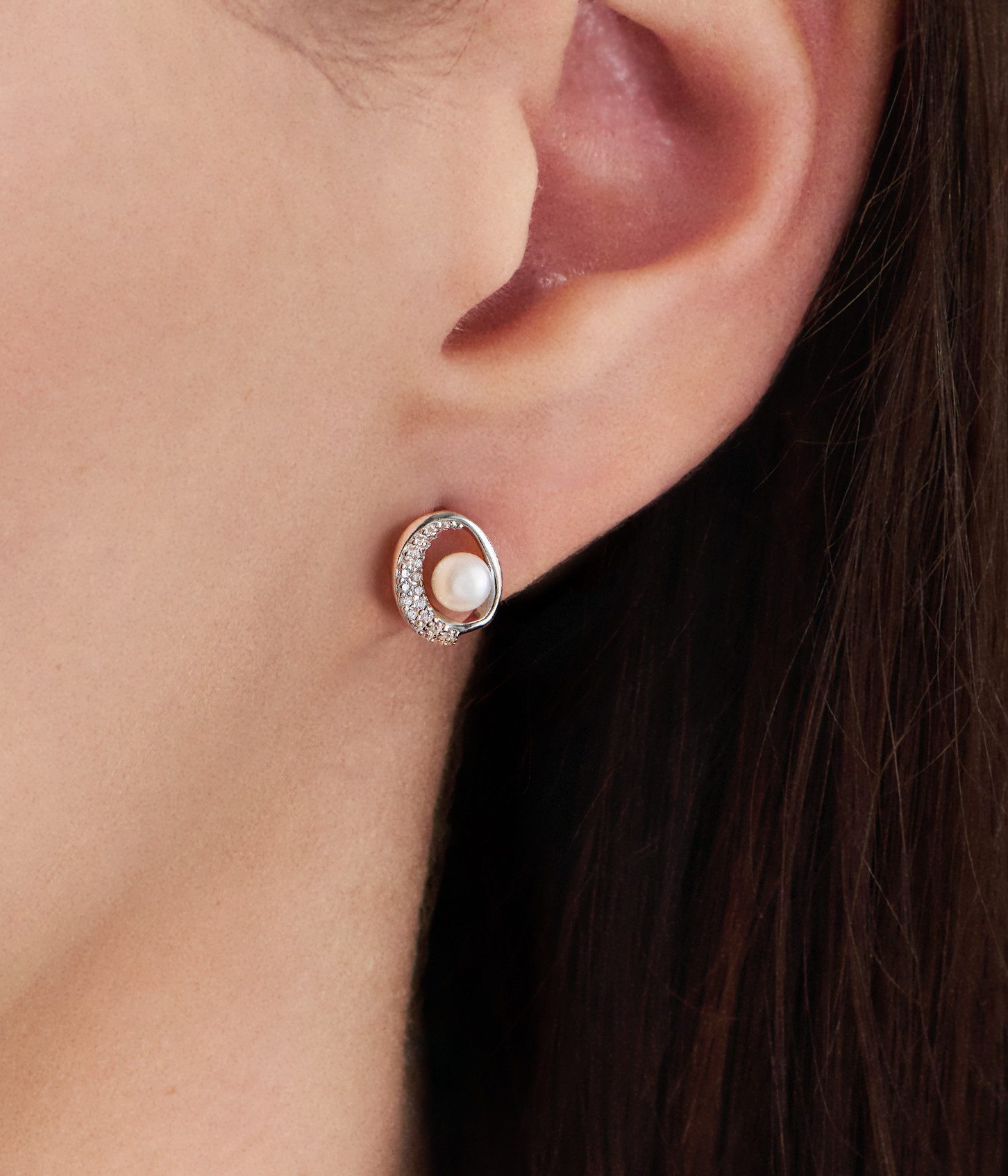 Schöner-SD Paar Ohrstecker Perlenohrringe kleine Perle und Zirkonia Kristal günstig online kaufen