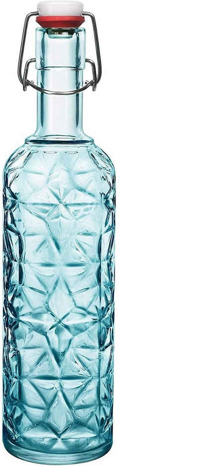 Emilja Trinkflasche Glas Flasche Oriente 1L hellblau mit Bügelverschluss