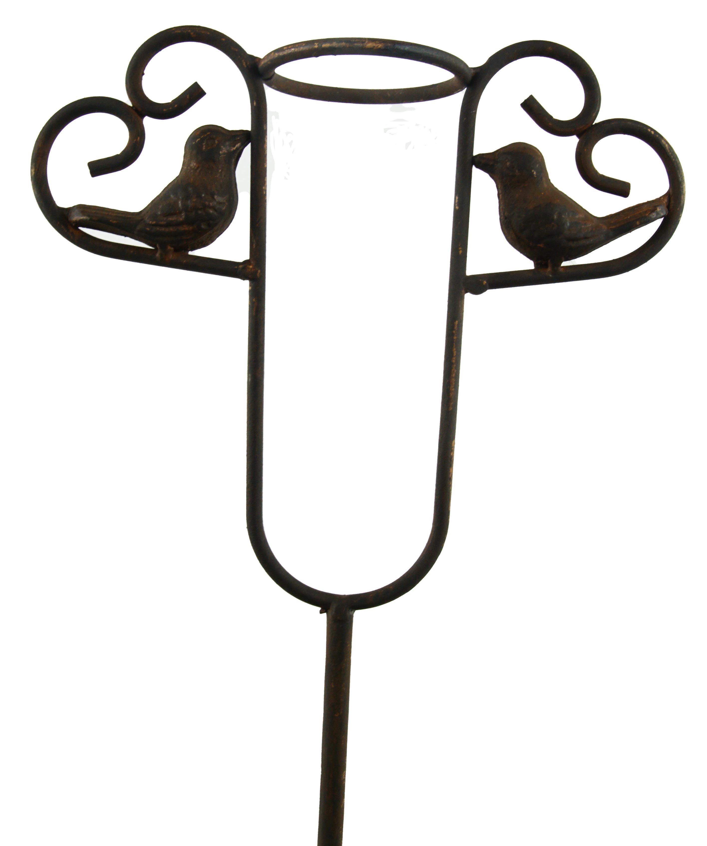 Posiwio Romantisch für Ihren Garten: Regenmesser mit 2 Herzen- & Vogelmotiv Regenmesser (Regenmesser, Vogel, Herz, zeitlos, Gartendekoration)