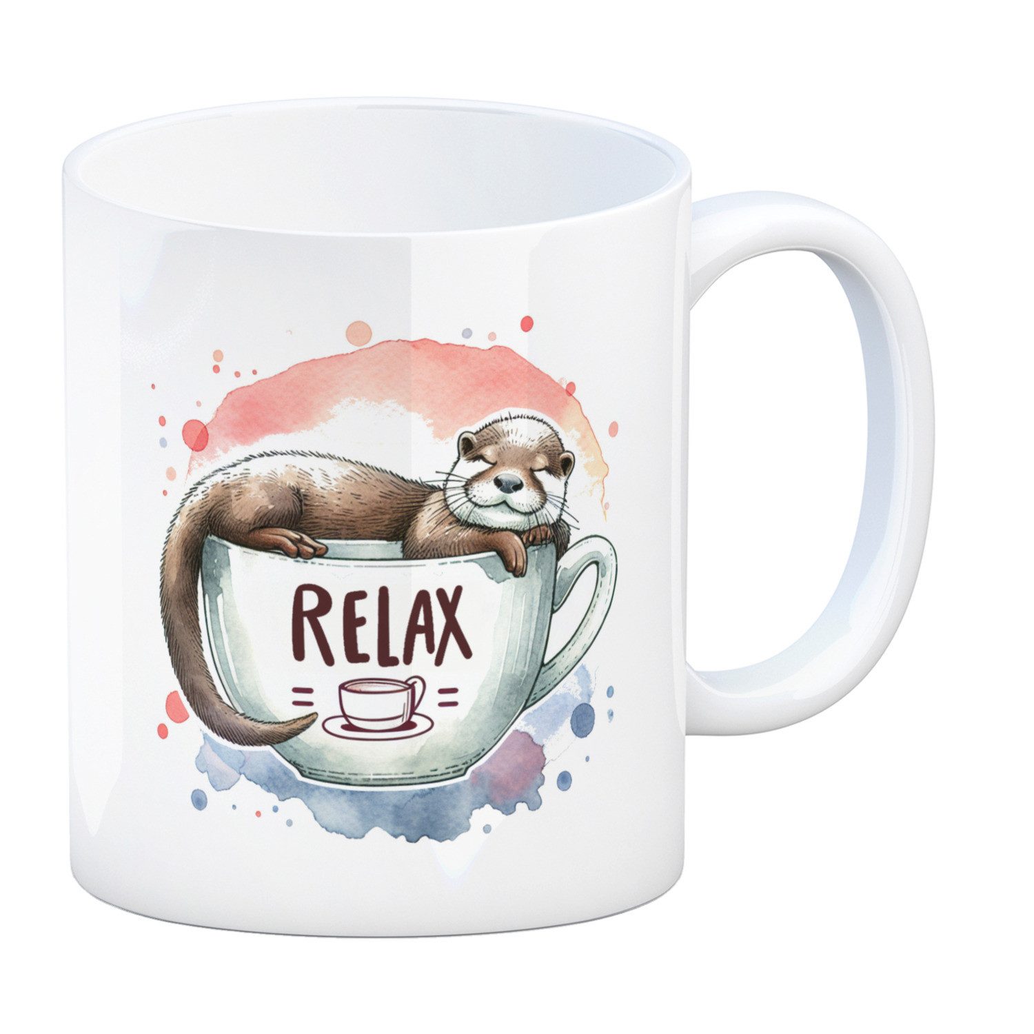 Tasse Schlafender Otter Kaffeebecher mit Spruch Relax Tasse