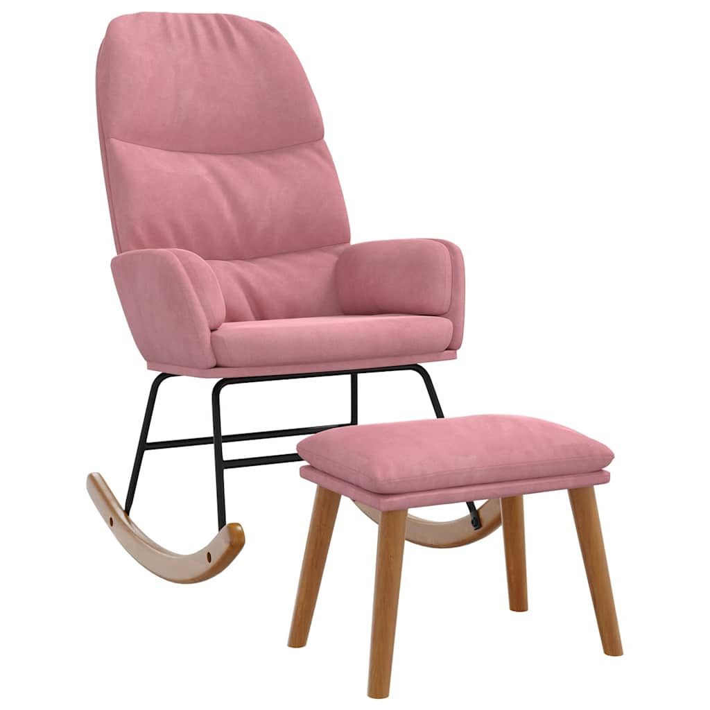 vidaXL Schaukelstuhl Schaukelstuhl mit Fußhocker Rosa Samt (1 St)