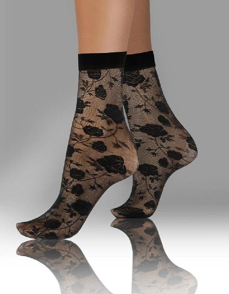 Lycille Feinsocken 1 Paar eleganter durchsichtiger Feinsocken Socken mit Muster 20 Den (1 Paar, 1 Paar) mit Muster