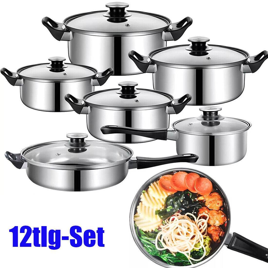 Topf-Set 12tlg-Set Topfset Kochset Induktion Gas Halogen Ceran Kochtopfset