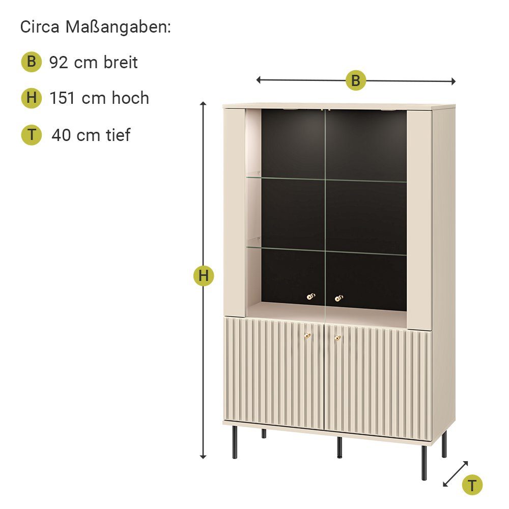 matt in Softclose-Funktion Lomadox (3-St., Glasfront kaschmir mit SALOU-131, und Wohnwand 3-tlg),