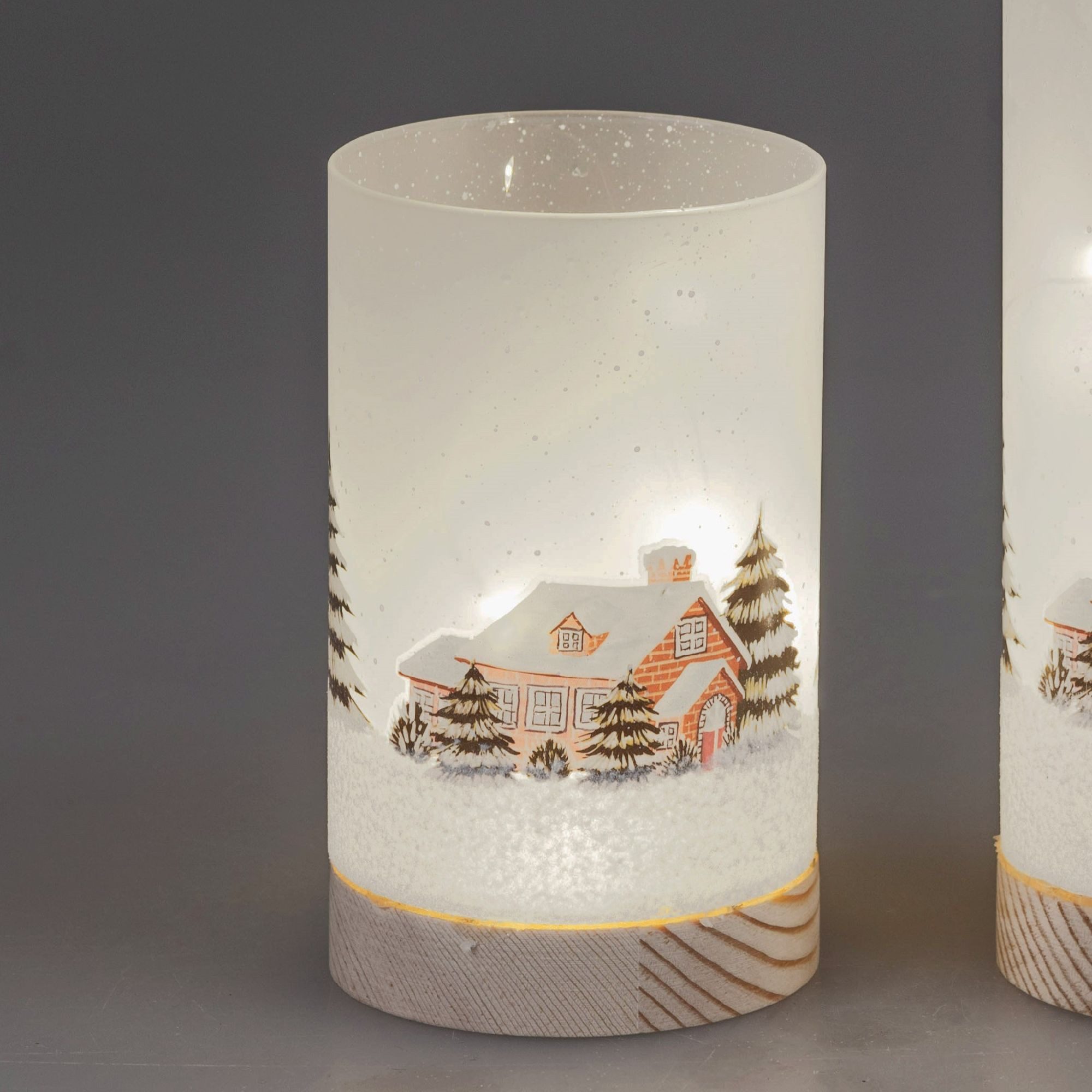 formano Nachttischlampe Winterlandschaft, Mit Timerfunktion, Weiß, Motiv: W günstig online kaufen