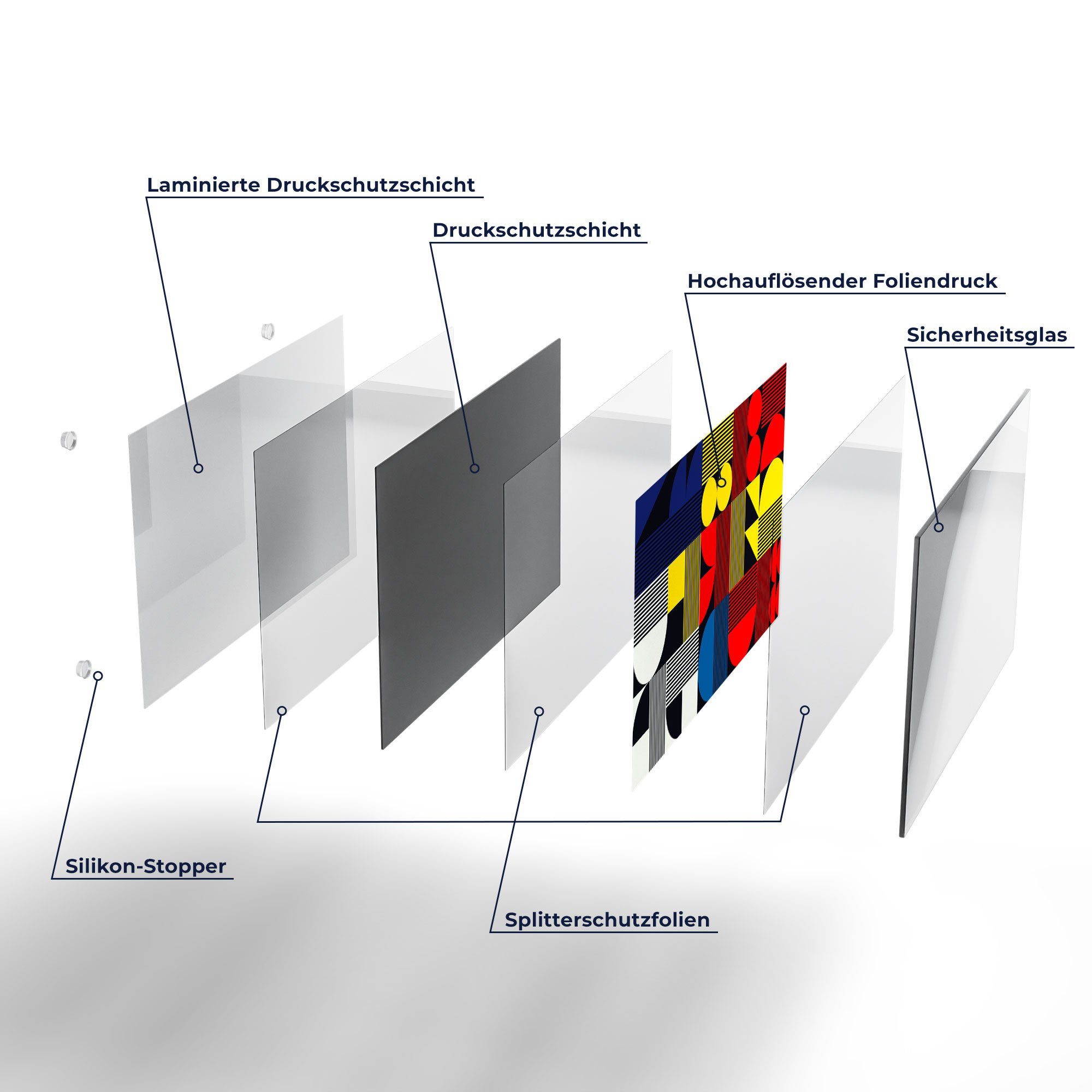 Frühstücksbrett Schneideplatte Platte Abstraktion', DEQORI Glas, Schneidebrett 'Geometrische