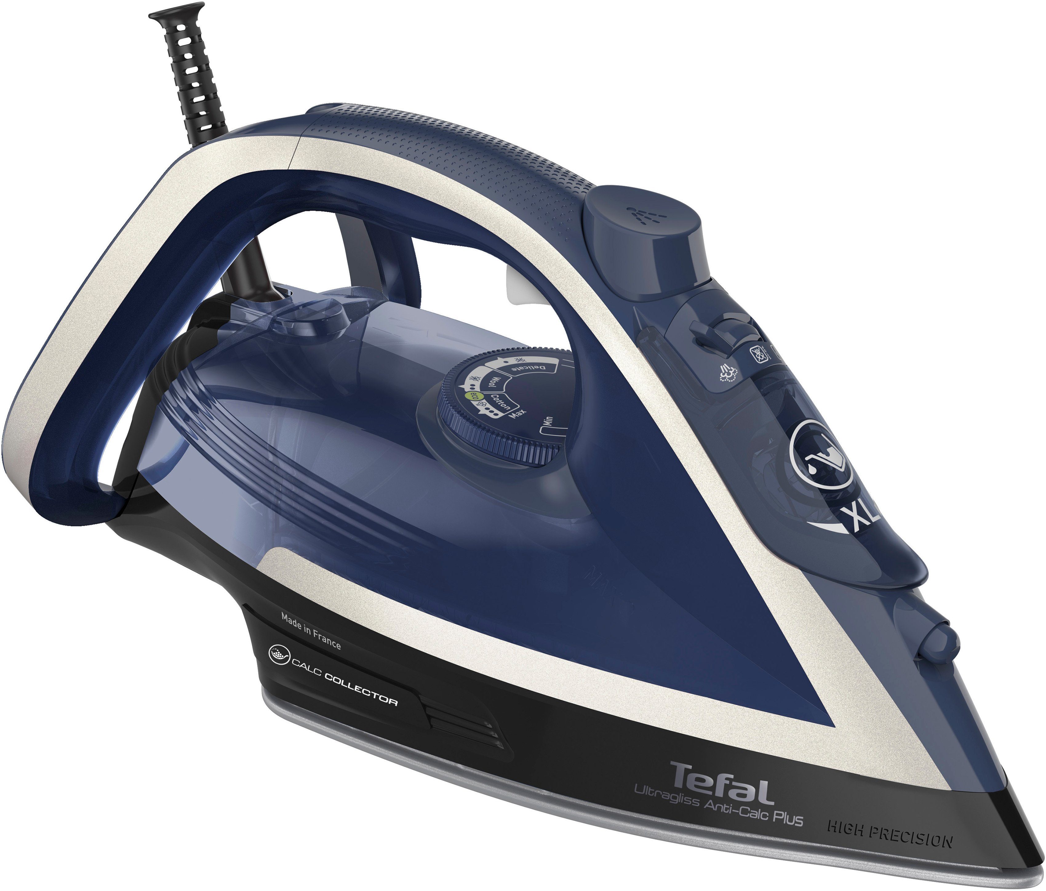 Tefal Dampfbügeleisen Ultragliss Plus FV6846, 2800 Watt, abnehmbarer Kalk-Kollektor, 2800 W, 50 g/Min. kontinuierliche Dampfabgabe, 260 g/Min. Dampfstoß