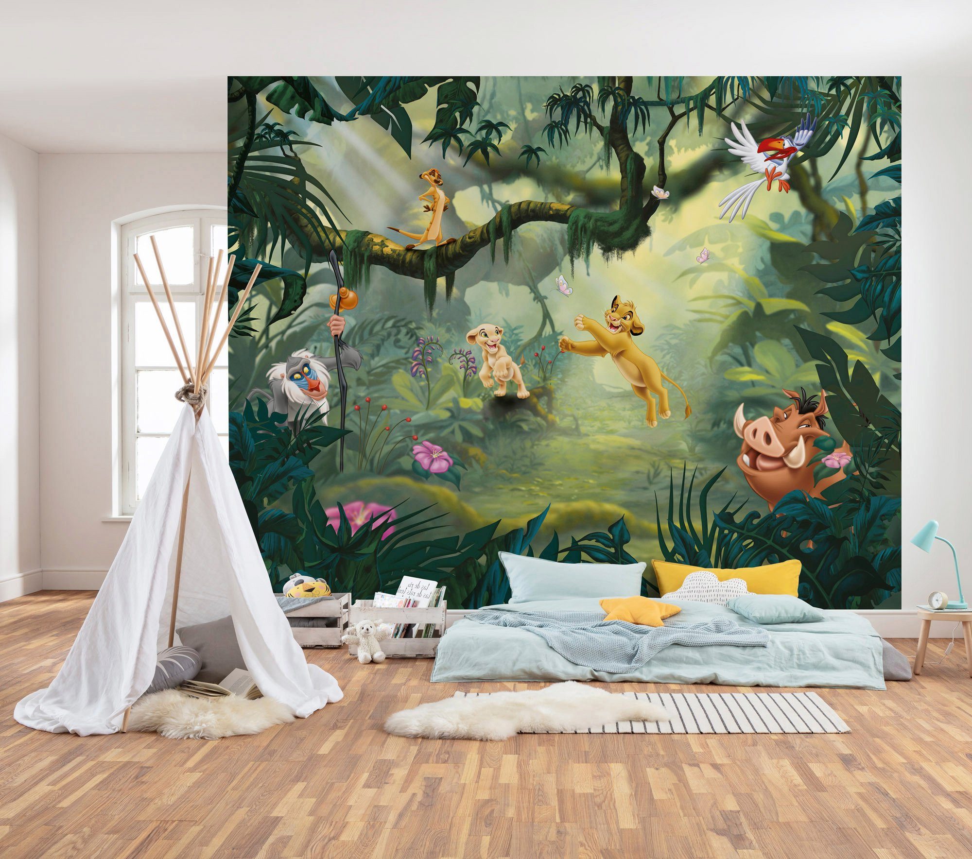 Komar Vliestapete Digitaldruck Vlies - Lion King Hakuna Matata - Größe 350 x 280 cm, glatt, bedruckt, Kinderzimmer