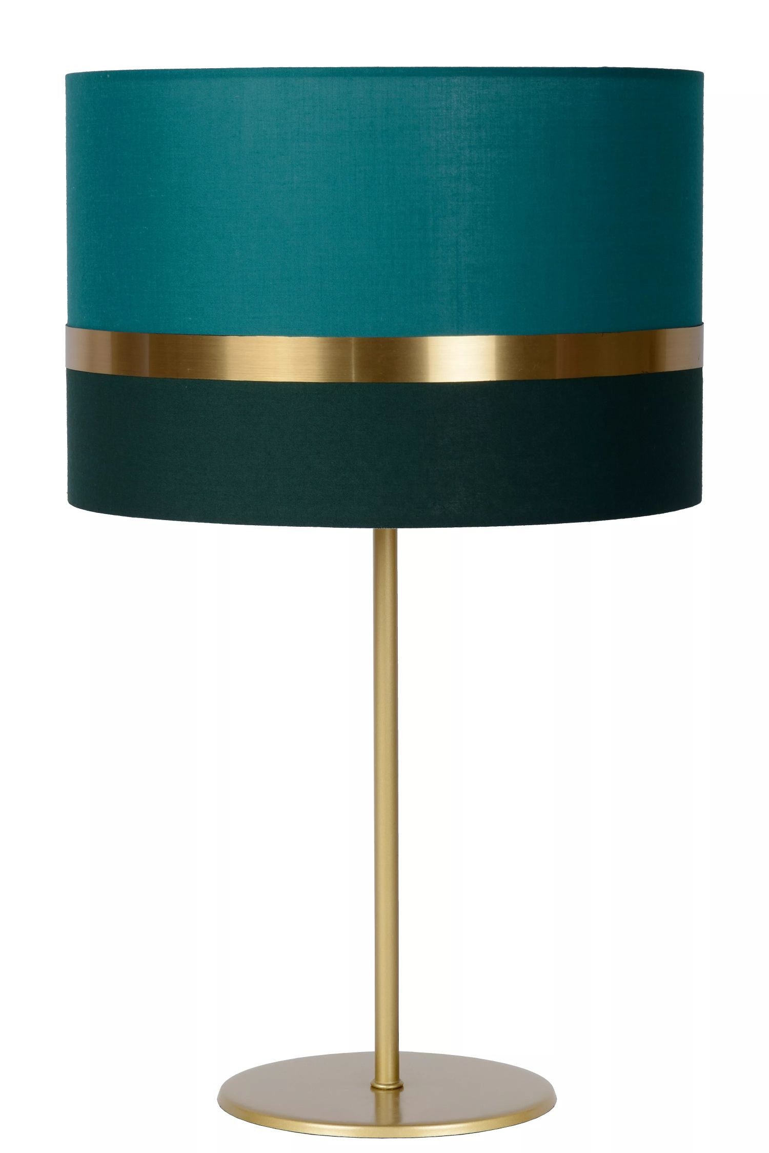 Licht-Erlebnisse Nachttischlampe ILAM, ohne Leuchtmittel, Metall Stoff E14 rund D: 30 cm 50 cm hoch in Gold Grün Vintage
