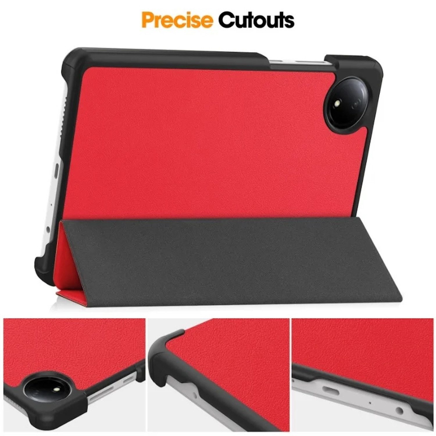 Wigento Tablet-Hülle Für Xiaomi Redmi Pad SE 8.7 3folt Wake UP Smart Tasche Hülle Case Rot, 3-Fach Halterung, Kratzfest, Leicht