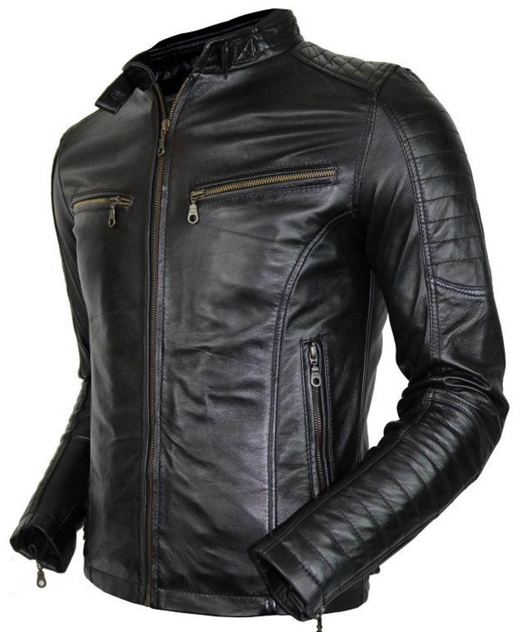 Bikerjacke Herren Lamm Nappa Lederjacke
