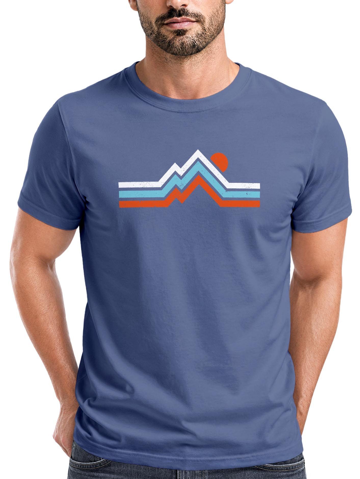 Neverless Print-Shirt Herren T-Shirt Berge Wandern Bergmotiv Aufdruck Printshirt Gebirge mit Print