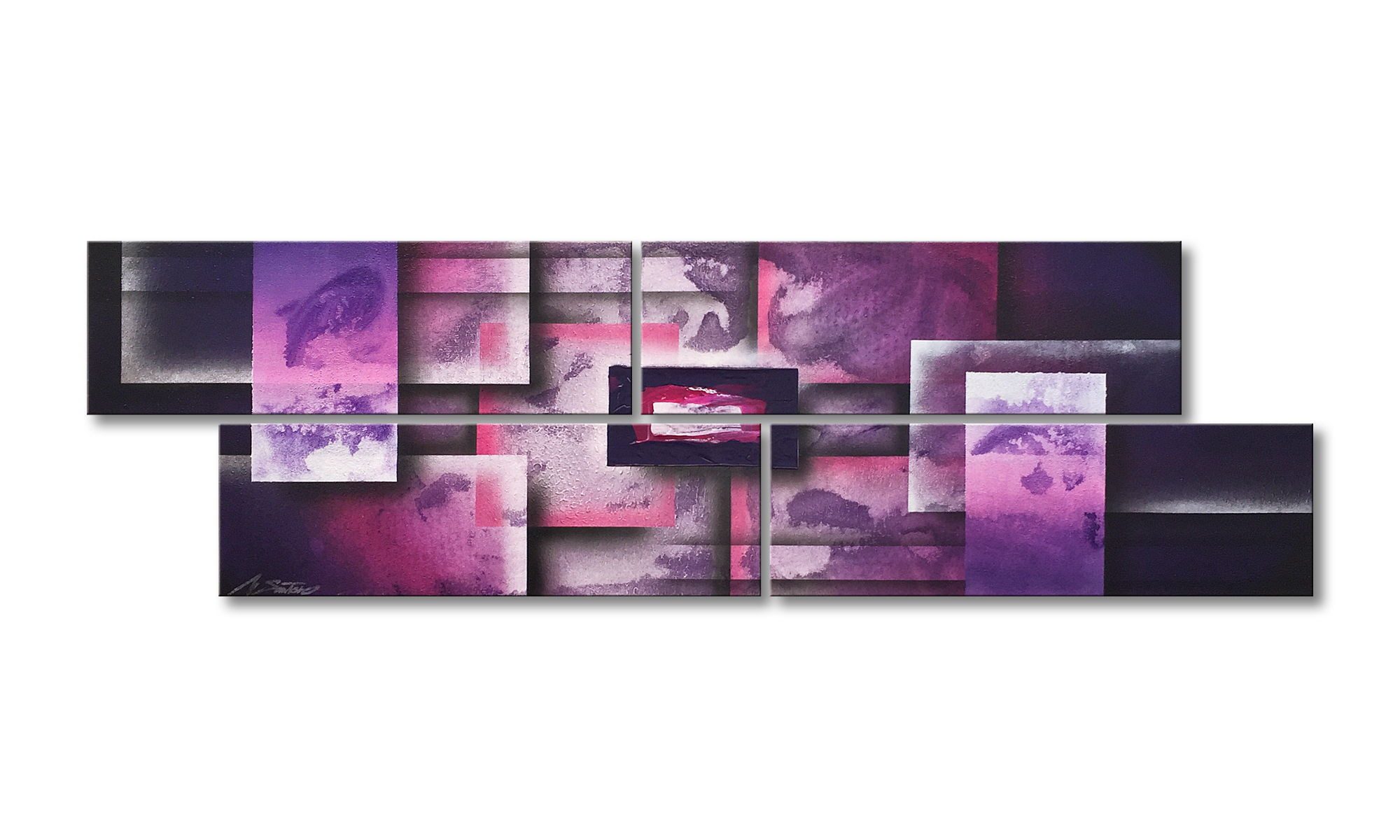 WandbilderXXL Gemälde Beyond The Galaxies 130 x 40 cm, Abstraktes Gemälde, handgemaltes Unikat