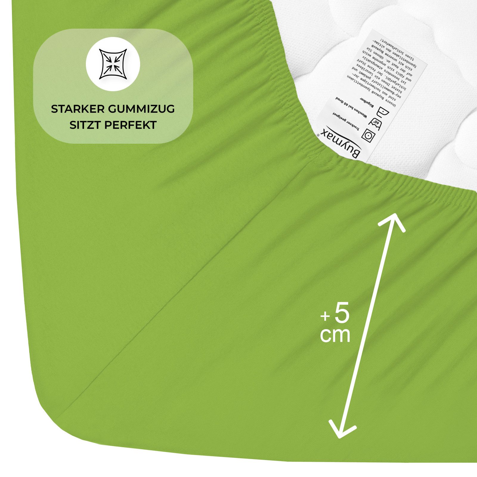 Buymax Spannbettlaken Buymax Jersey aus 100% Baumwolle, Jersey, Gummizug: Rundumgummi, (1 Stück), Pflegeleicht und Atmungsaktiv in Verschiedenen Farben und Größ – Bild 4 von 5