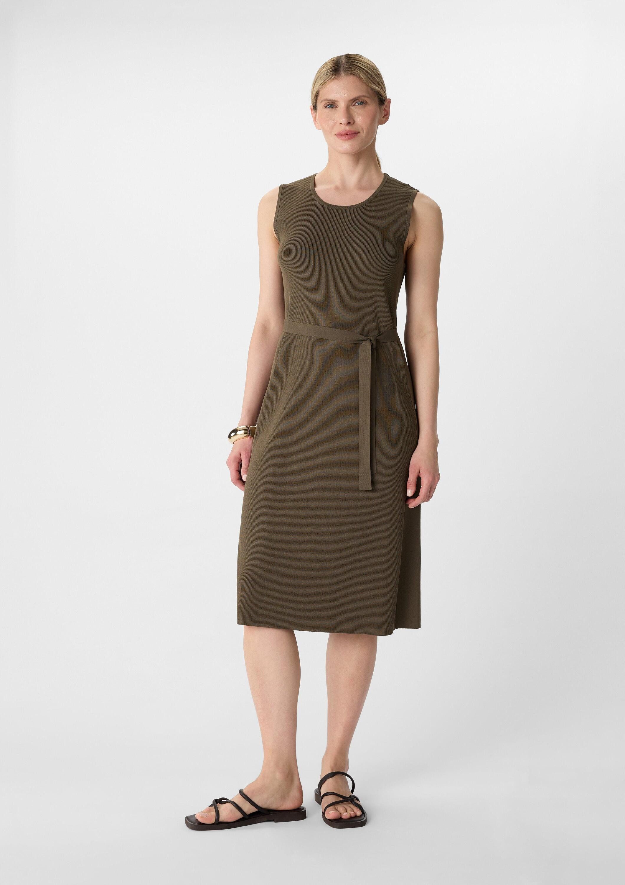 comma Midikleid Kleid Geripptes Midikleid mit Bindegürtel
