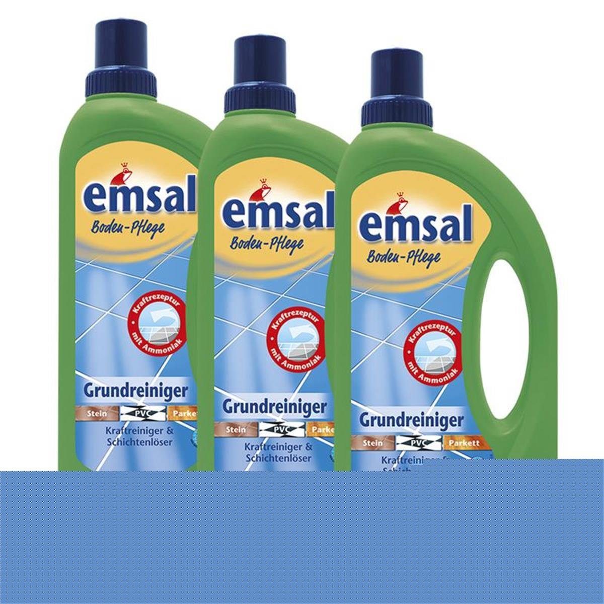 3x emsal Boden-Pflege Grundreiniger 1 Liter Kraftreiniger & Schichtenl Fussbodenreiniger