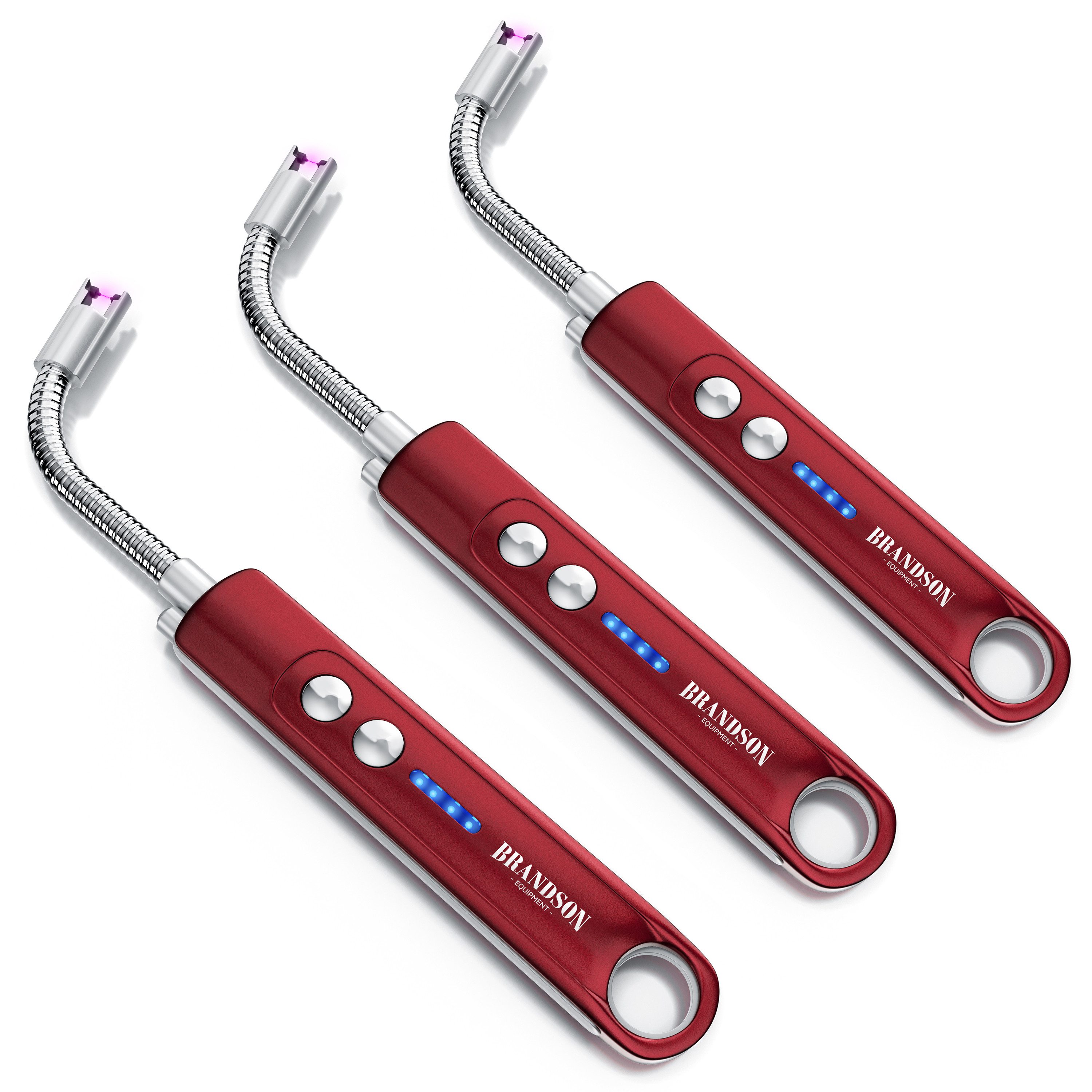 Brandson Feuerzeug elektrisch, Lichtbogen Stabfeuerzeug USB aufladbar (3-St), Kerzenanzünder für Küche, Kerzen, Gasherde, Grill, Kamin