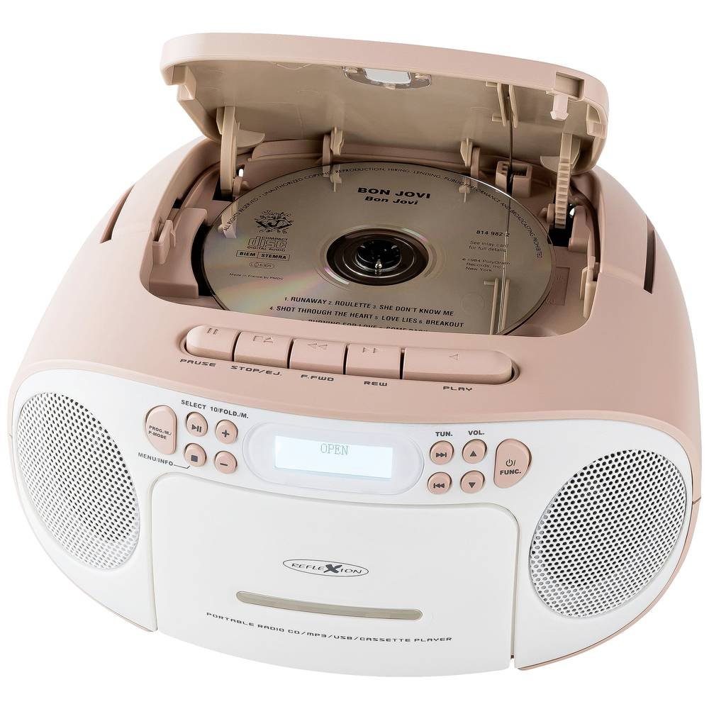 UKW Radio CD, DAB+, DAB, CD-Radio DAB+, weiß/pink Reflexion RCR2260DAB AUX,