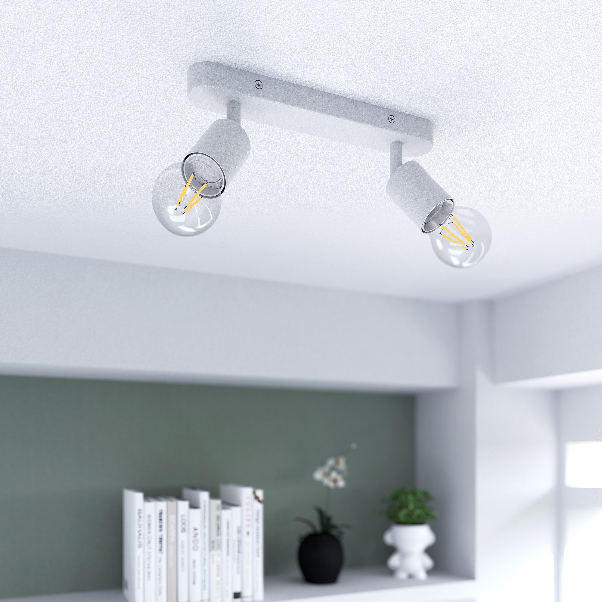 linovum LED Aufbaustrahler AWORA Wohnzimmerlampe 2flammig mit 2x E27 fourSTEP Lampe warmweiß Spot, Warmweiß