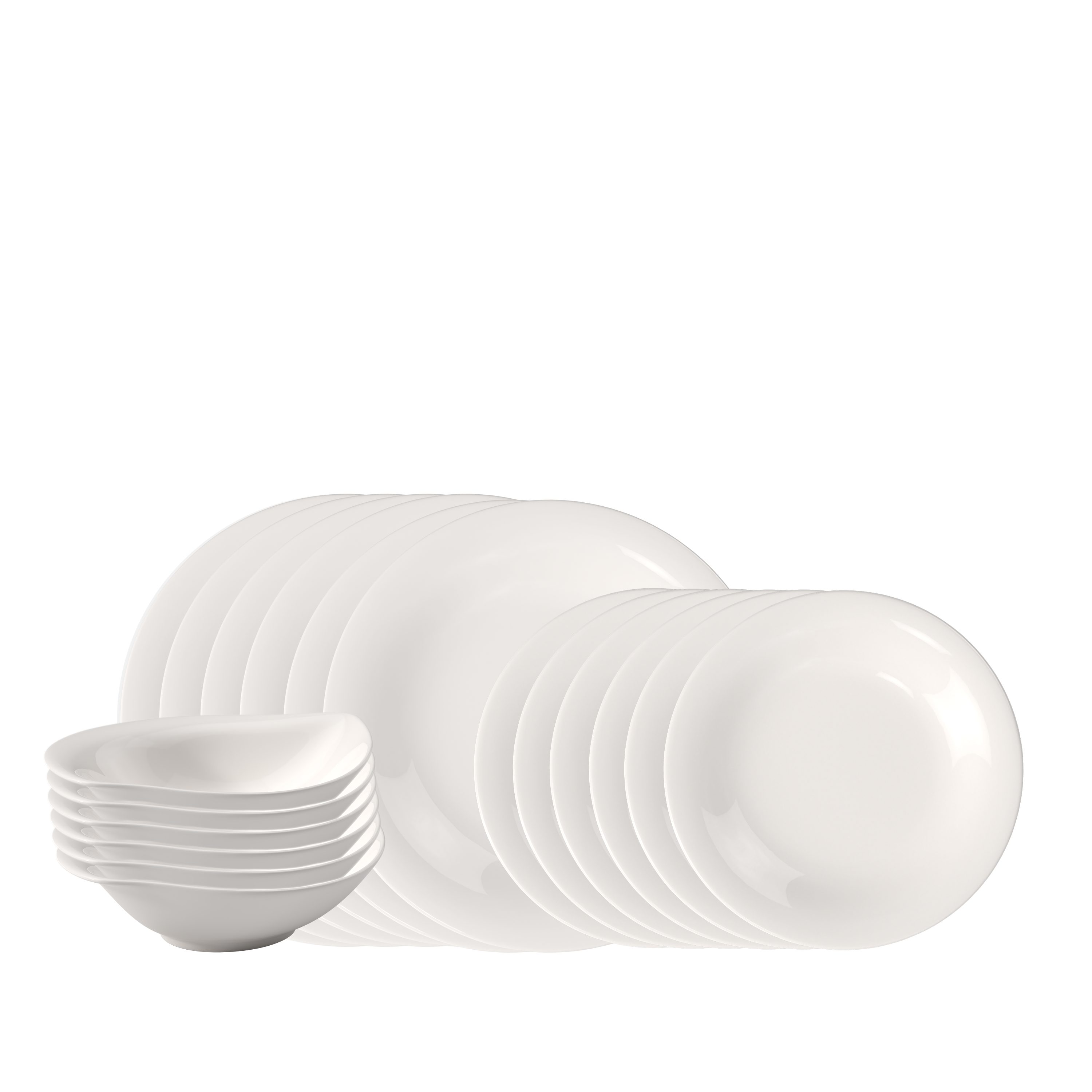 like. by Villeroy & Boch Geschirr-Set Essential Dinner-Set (18-tlg), 6 Personen, Porzellan, Premium Porzellan