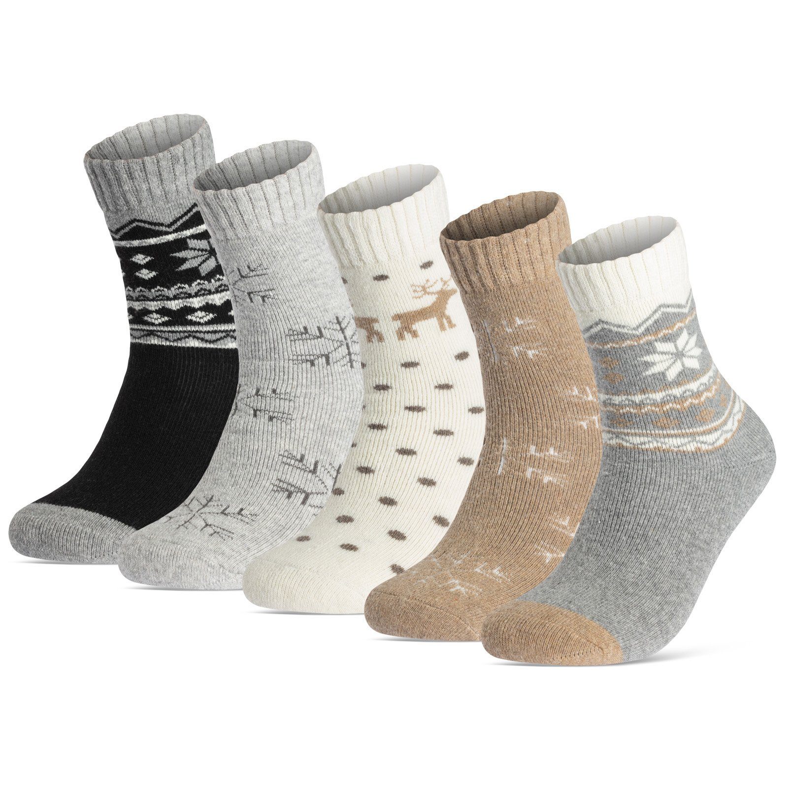 sockenkauf24 Термошкарпетки 5 Paar Damen THERMO Socken mit Wolle Innenfrottee Wintersocken (Sortierung1., 35-38) warme Haussocken - 37800