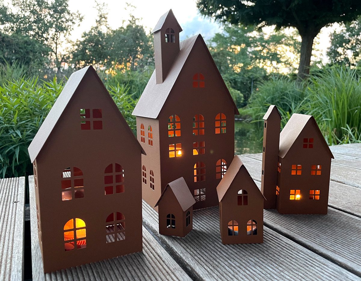 LB H&F Lilienburg Dekofigur 5er SET Haus Häuser Deko Metall Lichthaus Weihn günstig online kaufen