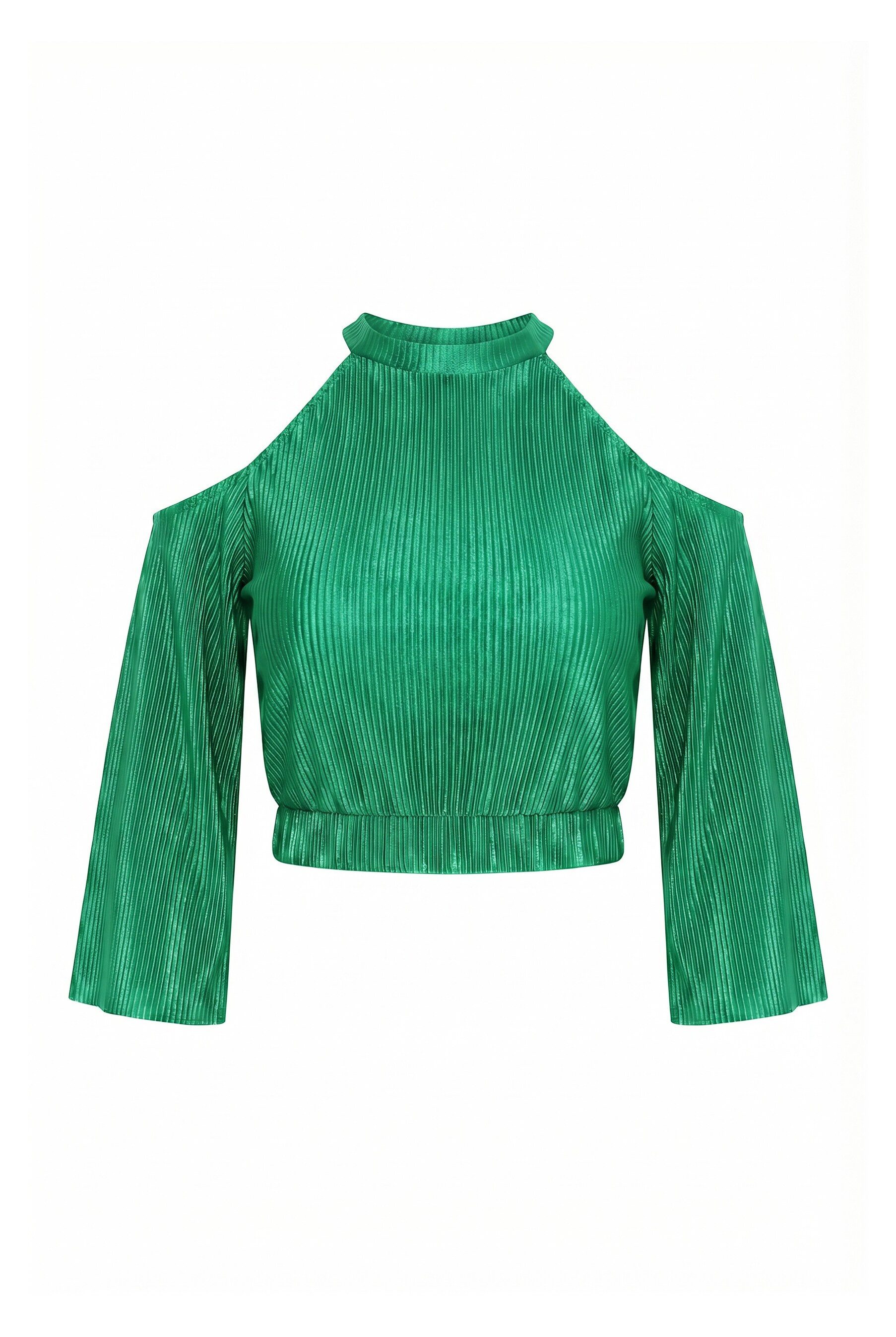 Ulla Popken Longsleeve OffShoulder-Plisseebluse Slim Fit