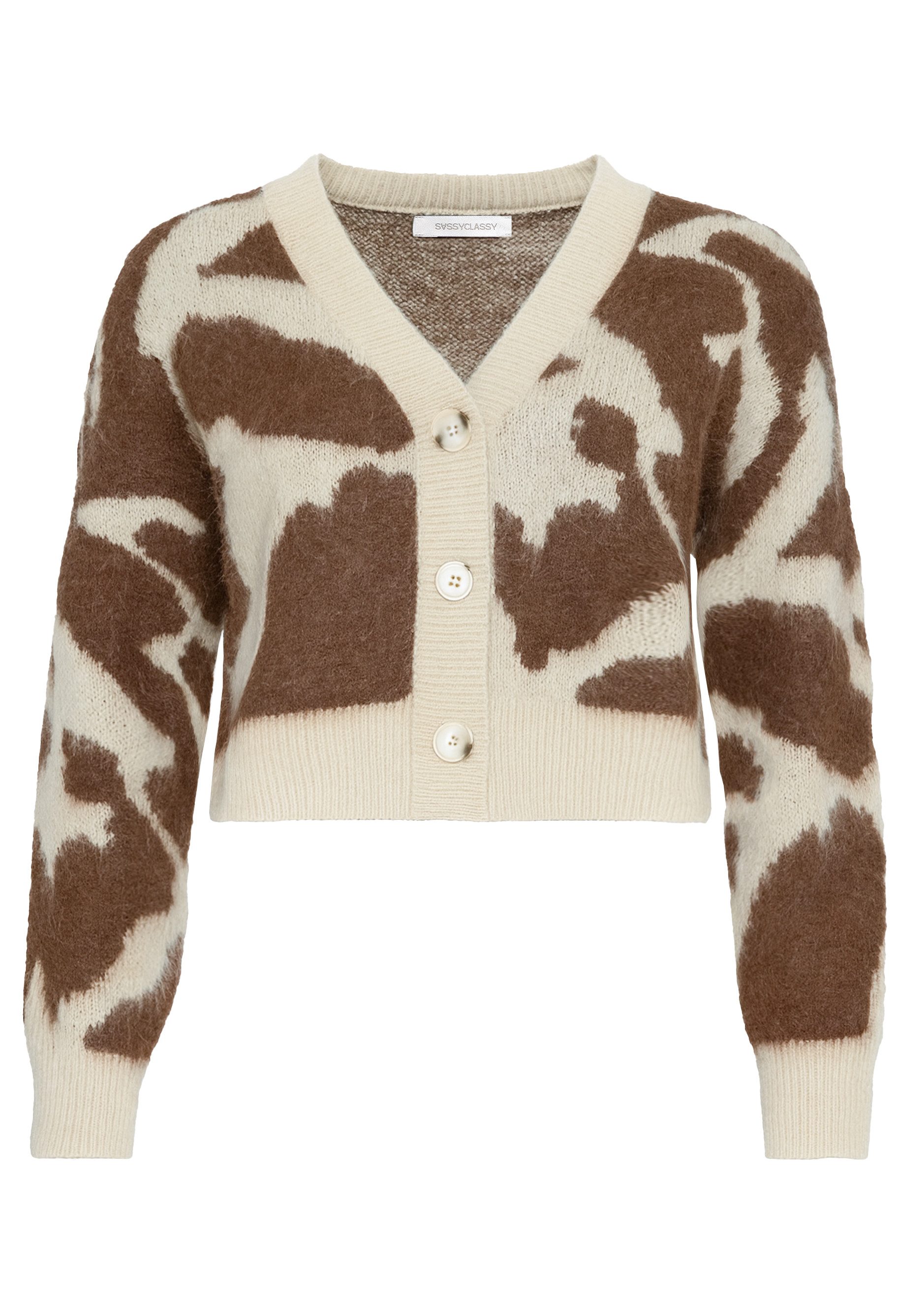 SASSYCLASSY Cardigan Cardigan mit Animal-Print für Damen Flauschiger Cardig günstig online kaufen