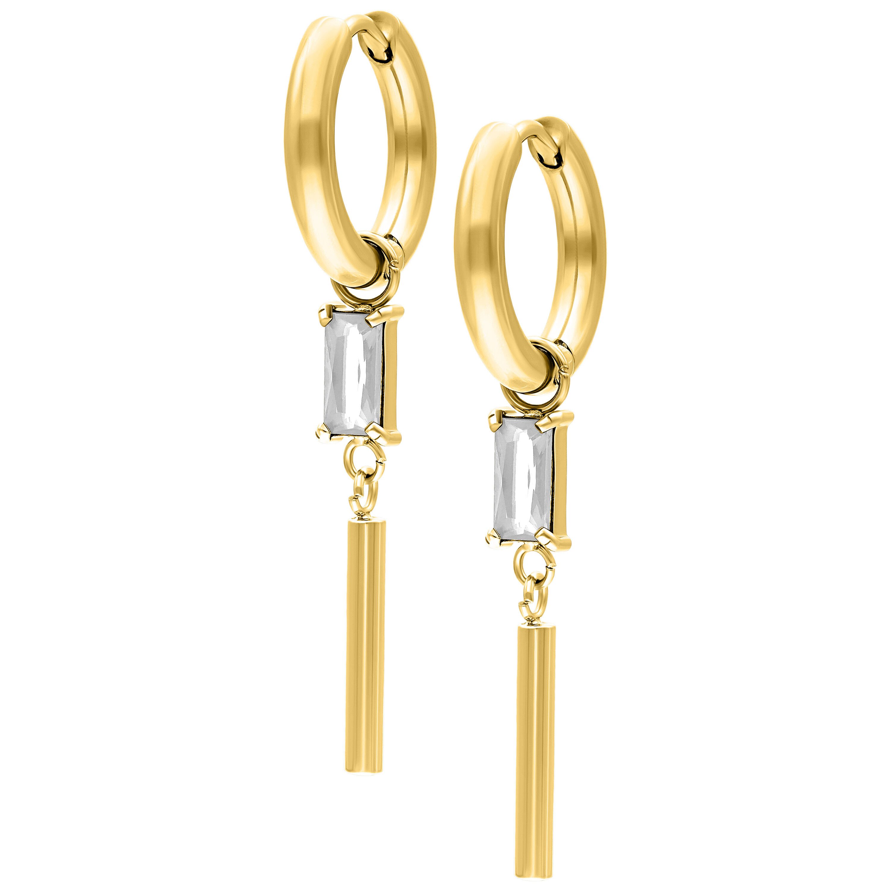 Paar Ohrhänger Little Square Crystal Hoops - Gold, Kristallklar